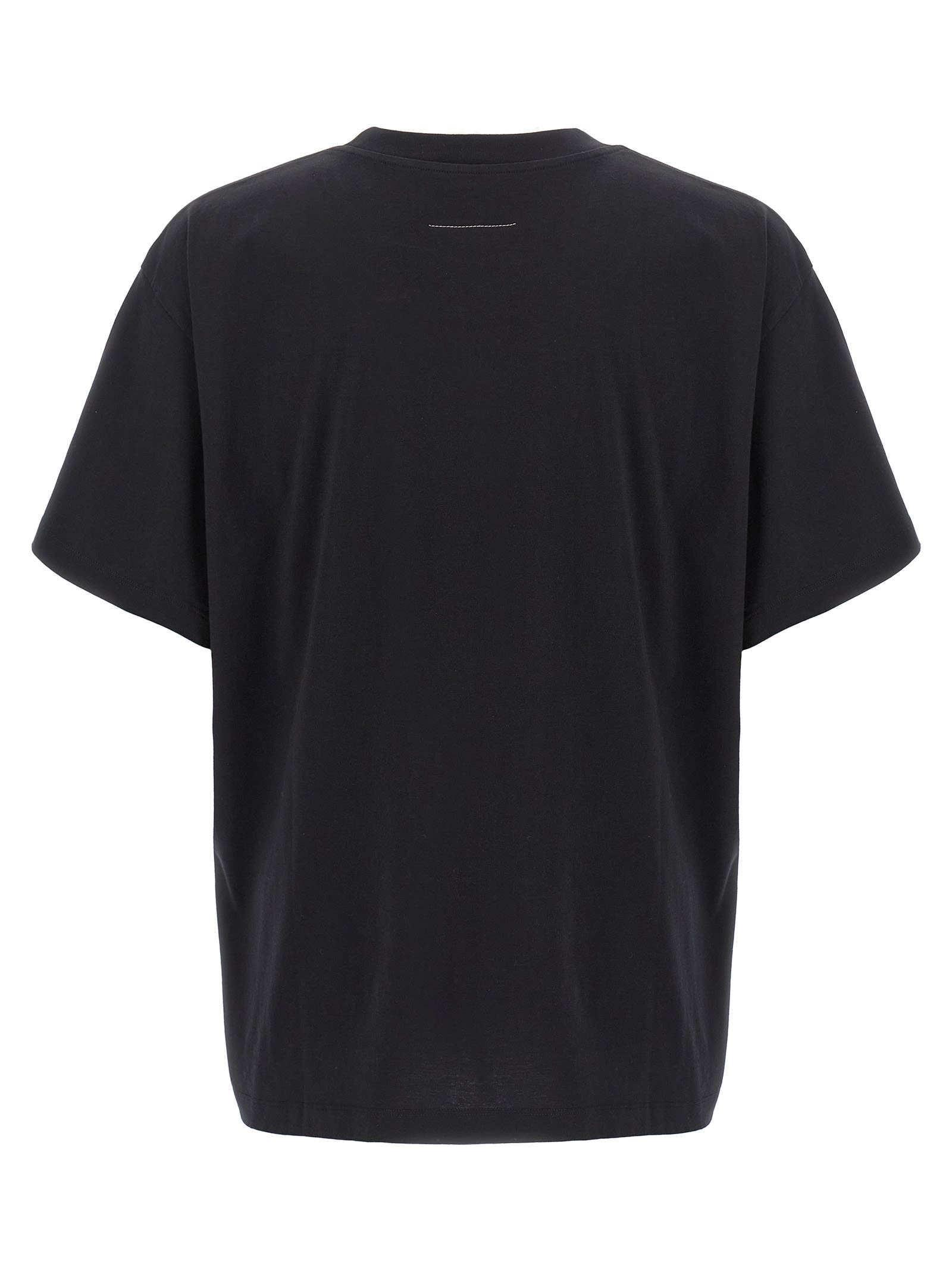 Mm6 Maison Margiela Numeric Signature Logo Crew Neck T Shirt In Black