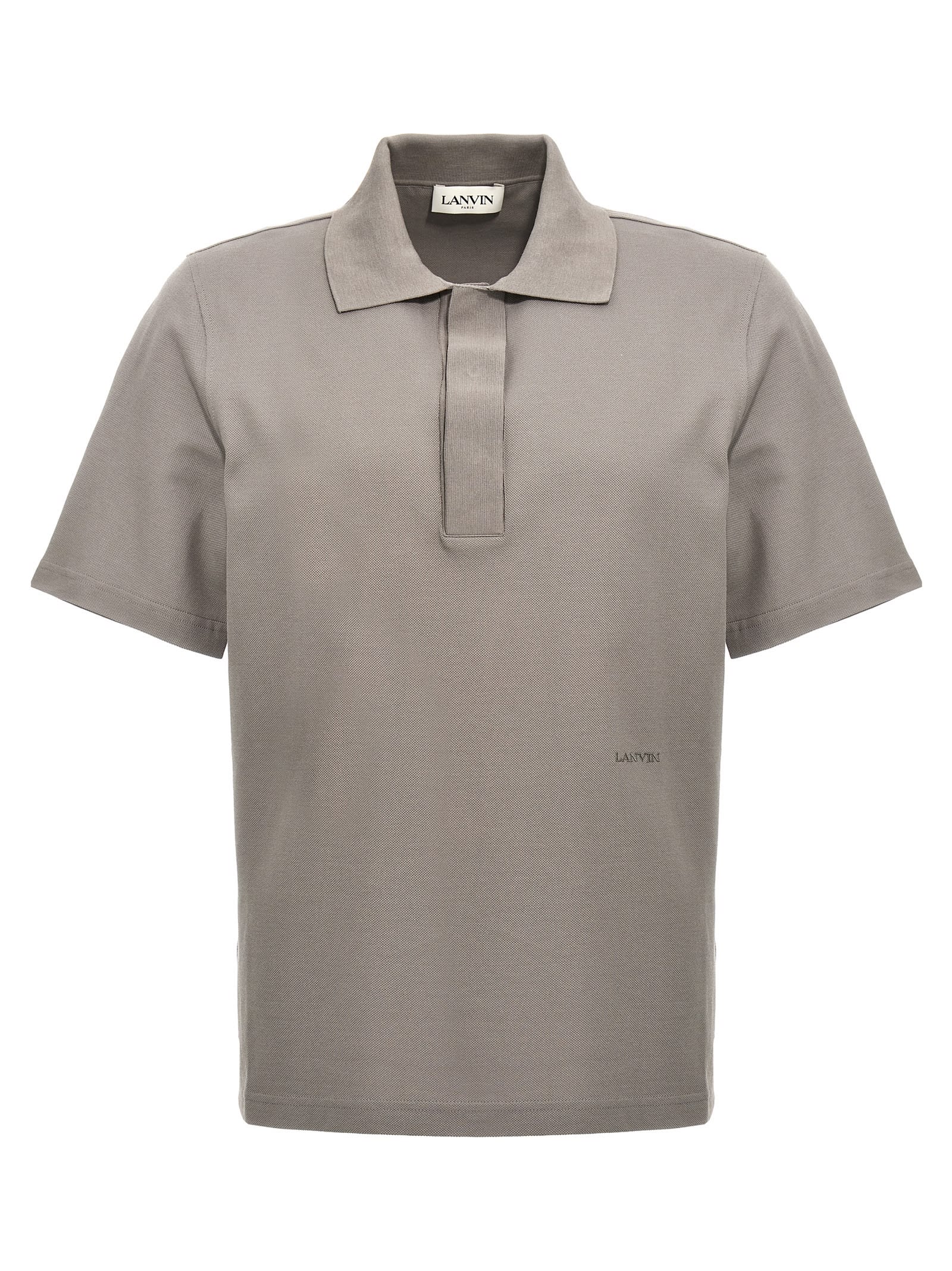 Shop Lanvin Logo Embroidery Polo Shirt In Gray