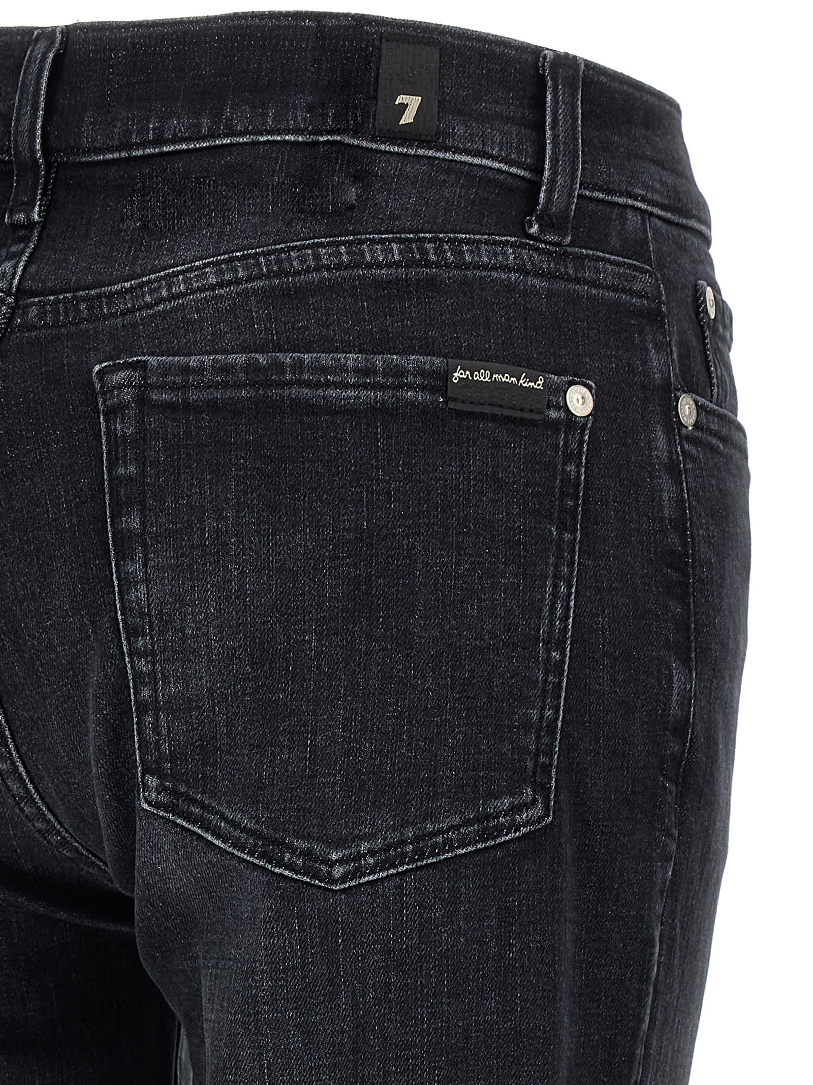 7 For All Mankind Belt Loop Denim Trousers In Black