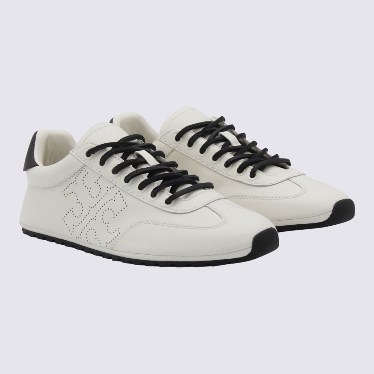 Tory Burch Field Perforated Logo Sneakers In White