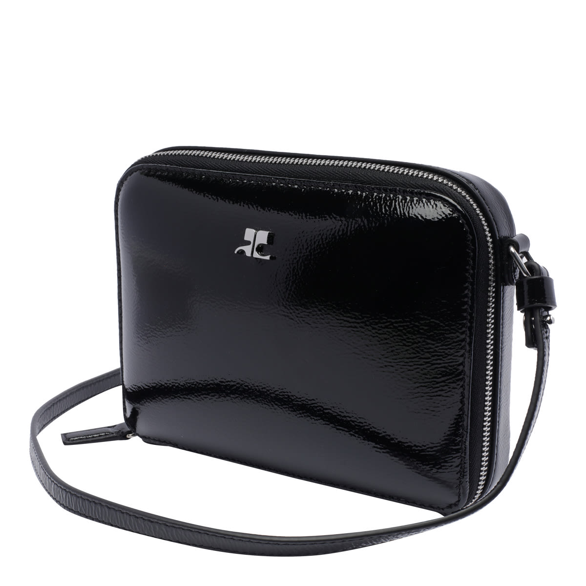 Shop Courrèges Mirror Chained Cloud Bag In Black