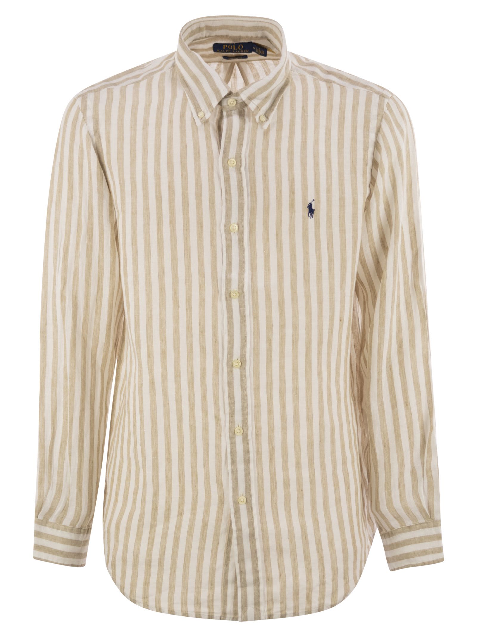 POLO RALPH LAUREN CUSTOM-FIT STRIPED LINEN SHIRT