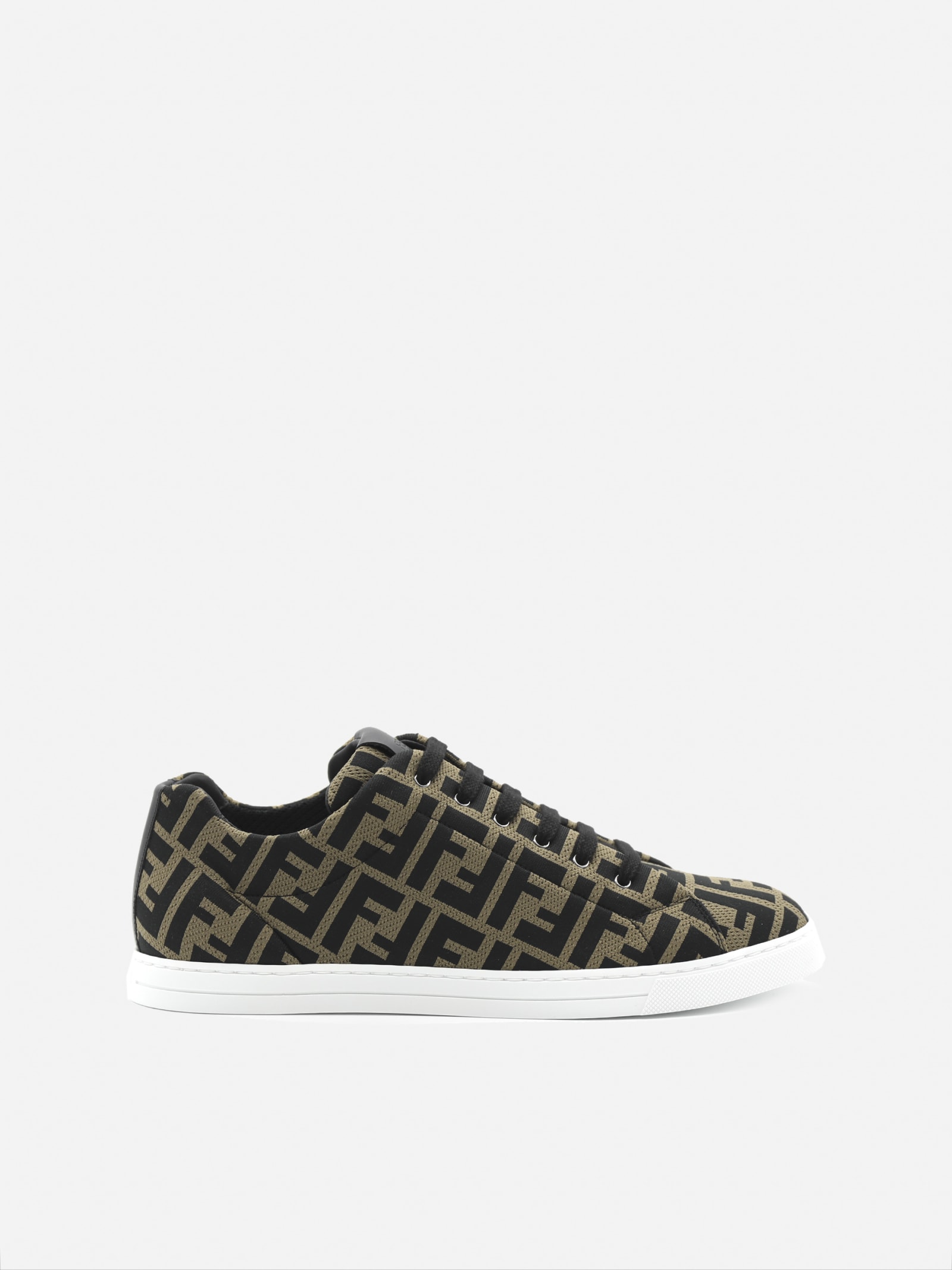 Fendi Low Top Sneakers In Technical Fabric With All-over Ff Motif
