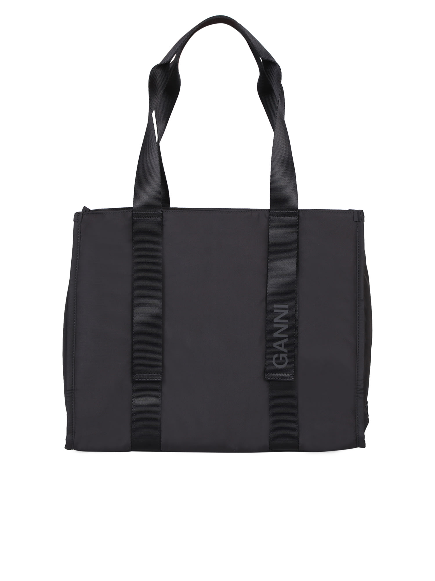 Shop Ganni Medium Black Tote Bag