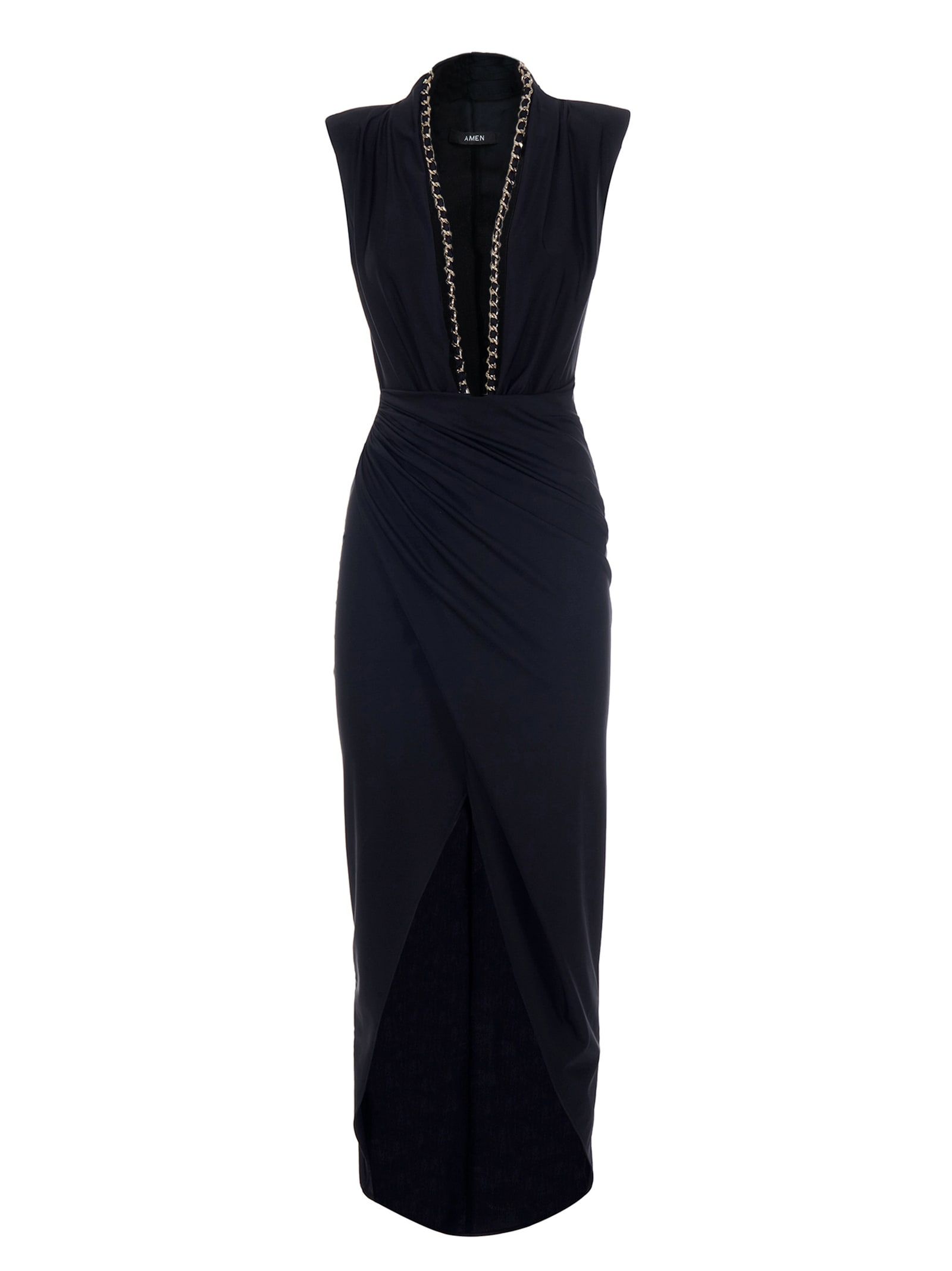 Photo of  Amen Sleeveless Long Draped Dress In Lycra- shop Amen Dresses online sales