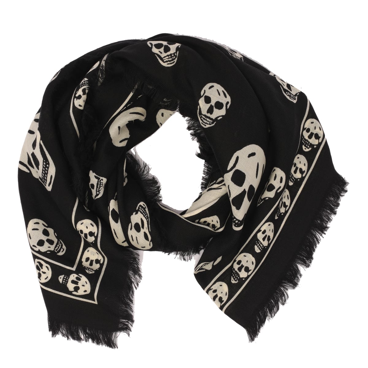 Shop Alexander Mcqueen Skulla Scarf In Black/ivory