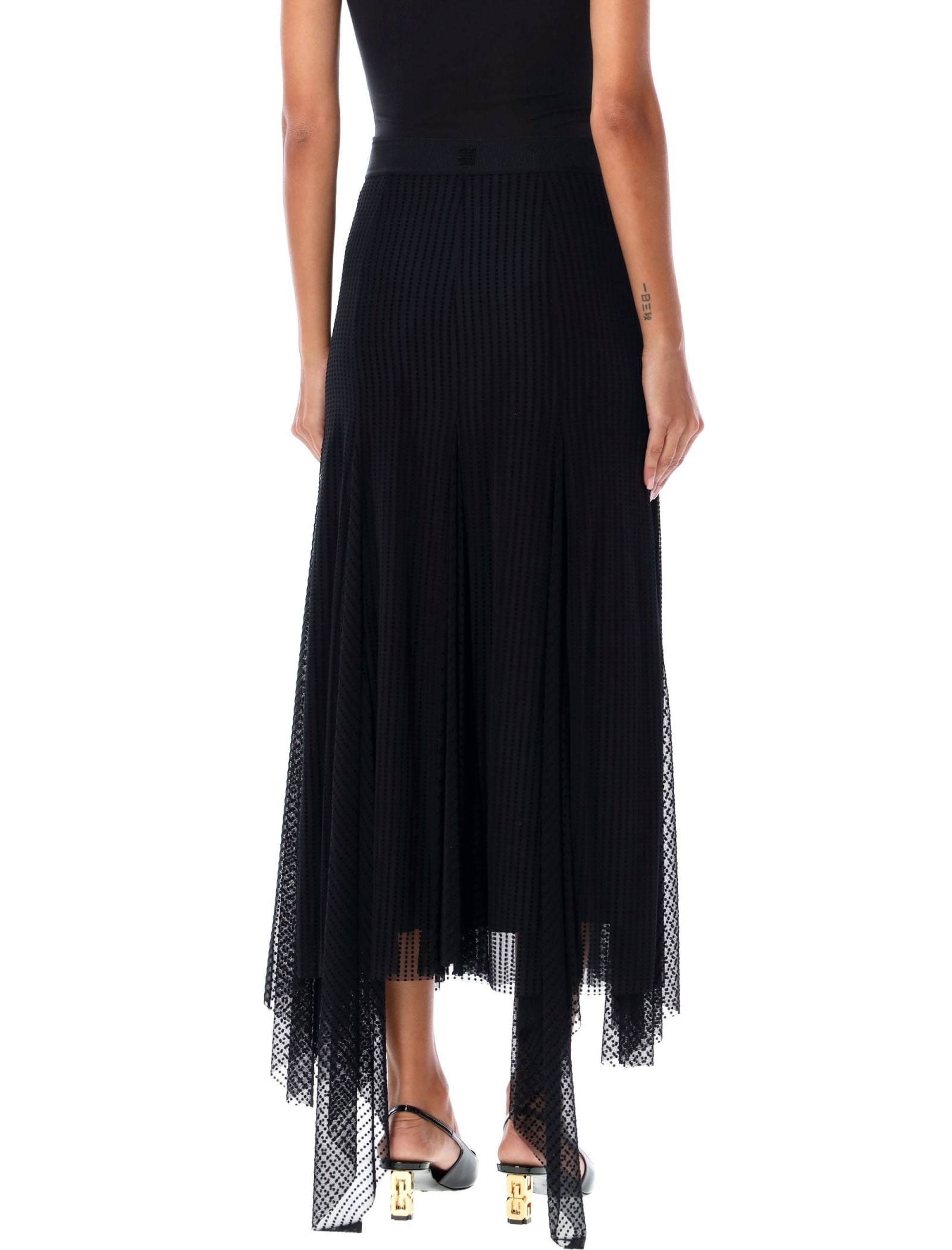 Shop Givenchy Tulle Midi Skirt In Black