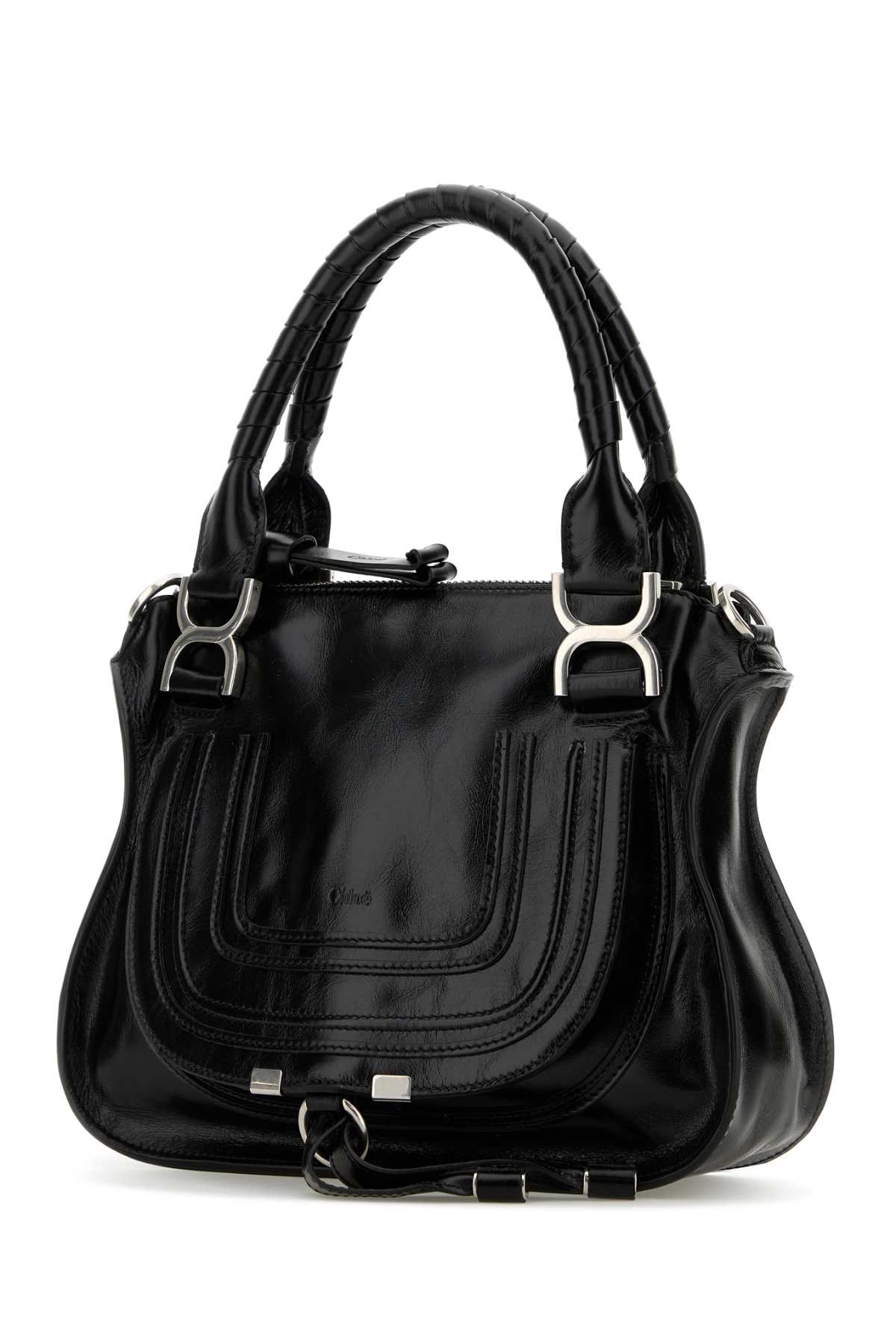 Shop Chloé Black Leather Small Marcie Handbag