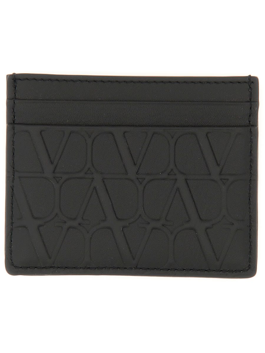 Shop Valentino Signature Vlogo Card Holder In Black