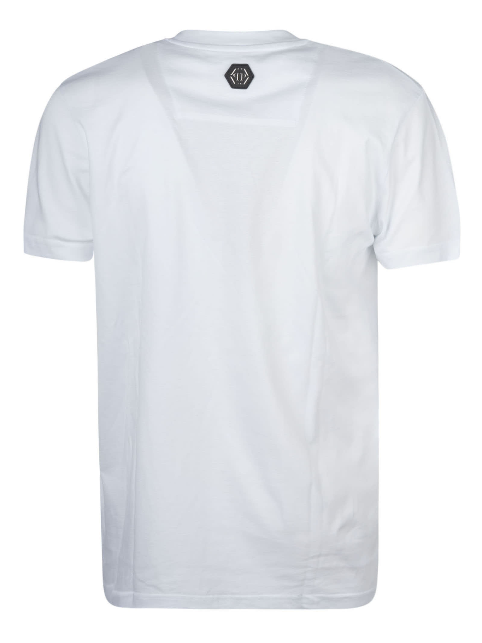 Shop Philipp Plein Pp Glass Round Neck T-shirt In White