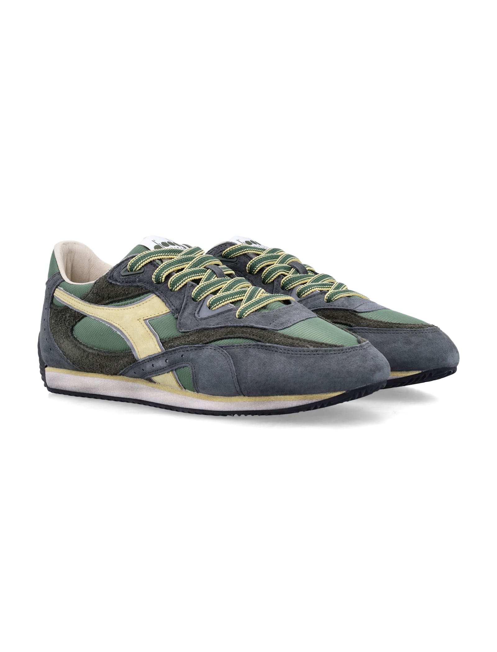 Diadora Heritage Equipe Revenge Used Sneakers In Suede With Vintage Effect In Green