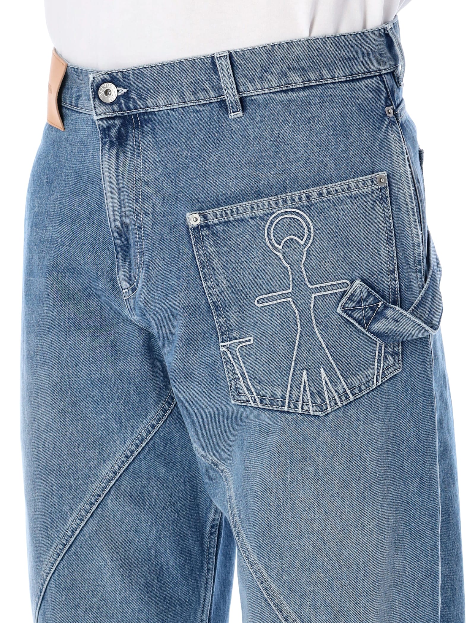 Jw Anderson Twisted Workwear Jeans In Light Blue