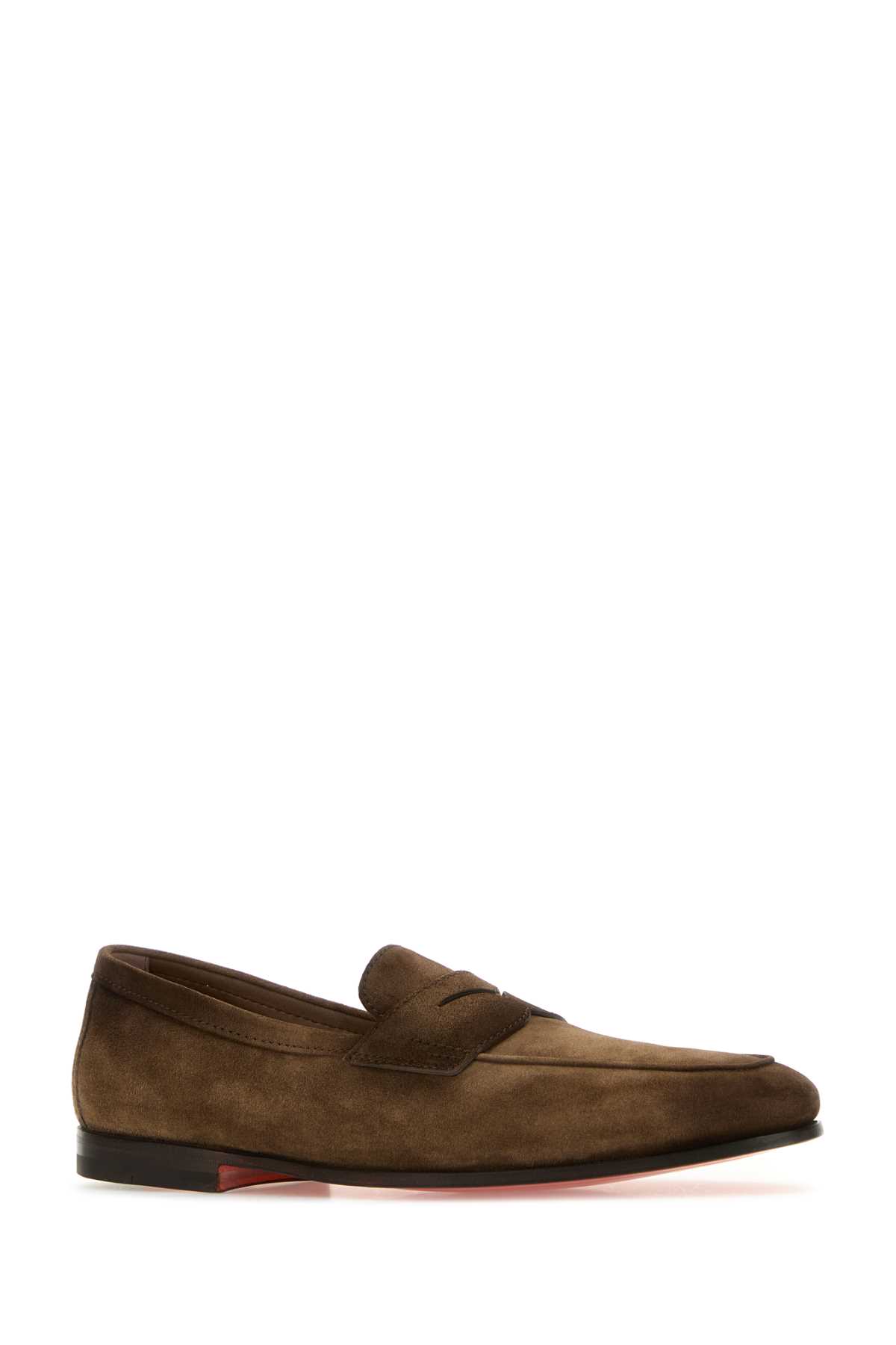 Santoni Suede Moccasins With Tapered Shape And Rubber Sole In M21
