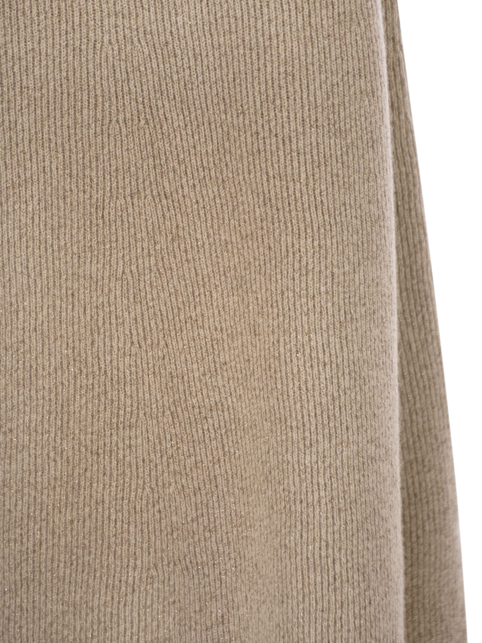 Fabiana Filippi Platinum And Lurex Long Skirt In Sand