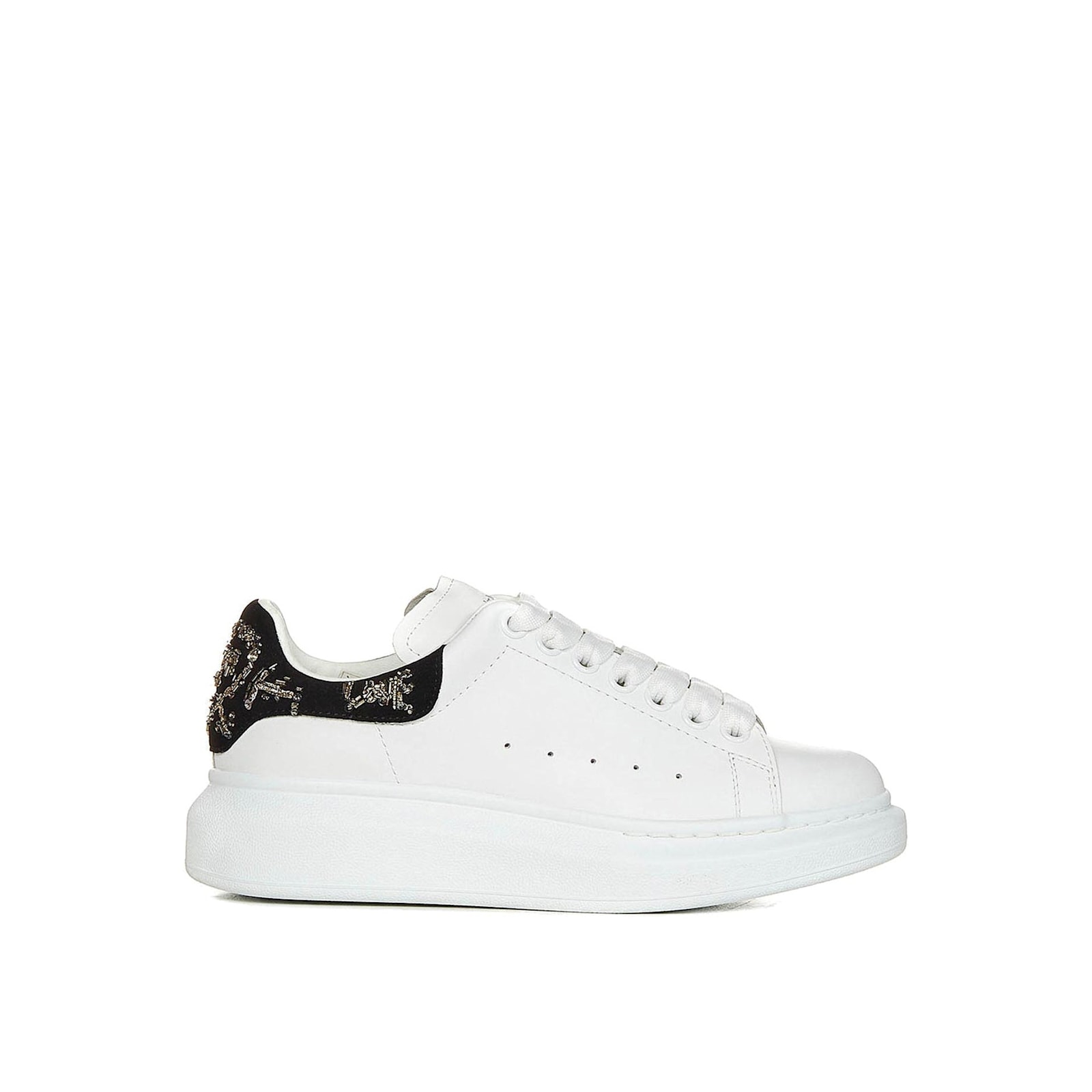 Alexander Mcqueen Sequin-embellished Lace-up Sneakers In White