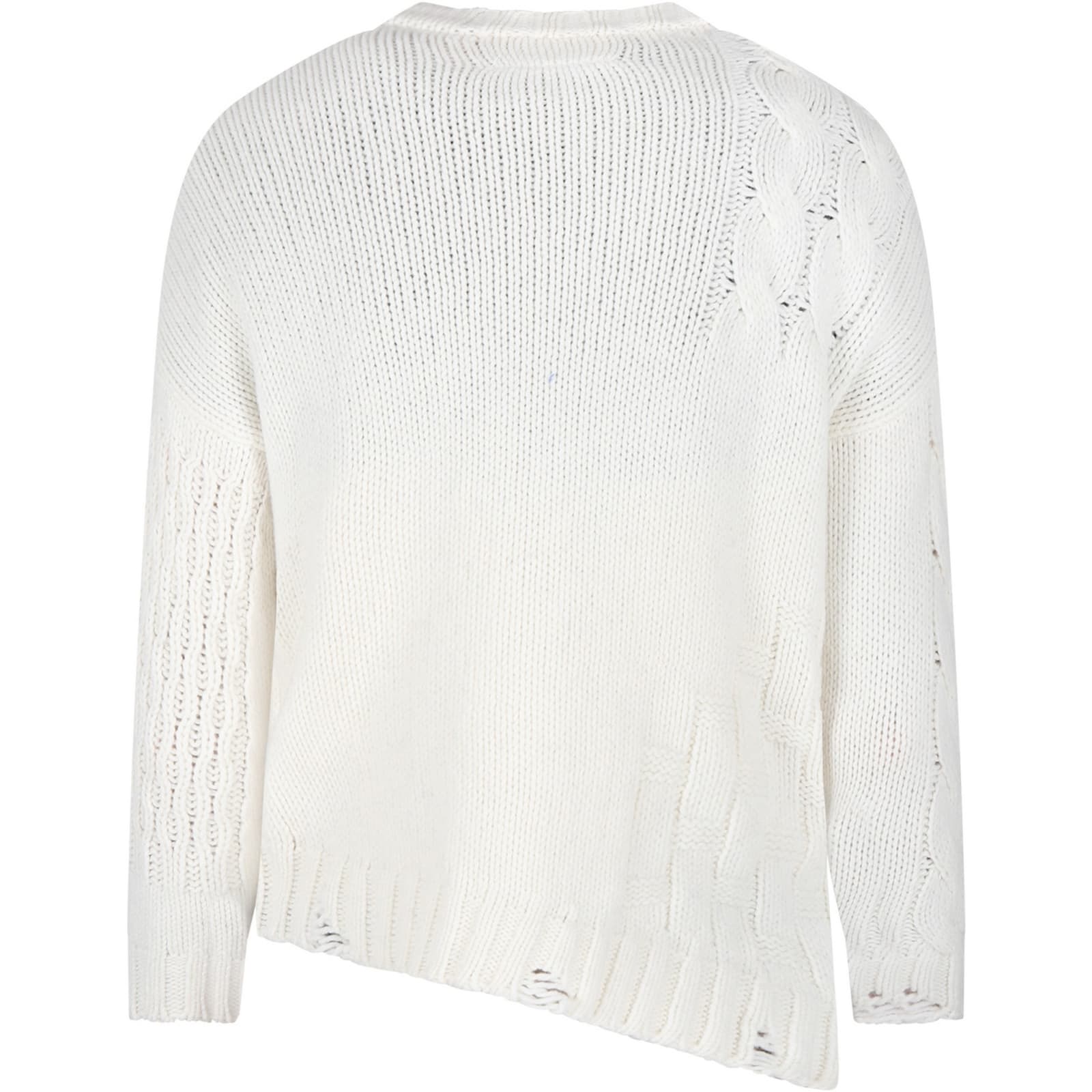 Shop Mm6 Maison Margiela White Sweater For Kids With Logo In M6101