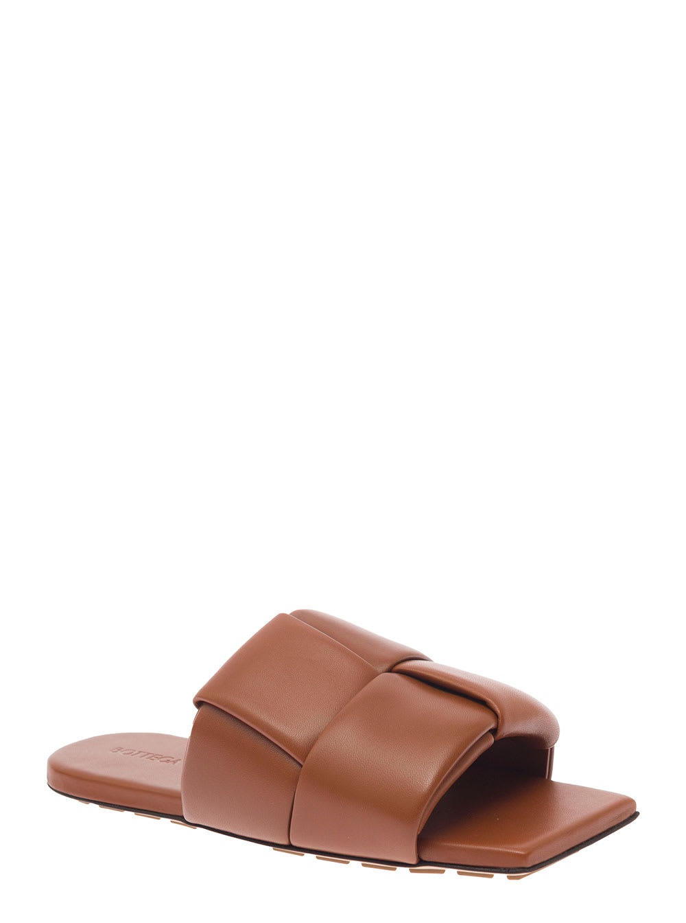 Shop Bottega Veneta Brown Flat Mules With Padded Intreccio Band In Leather Woman