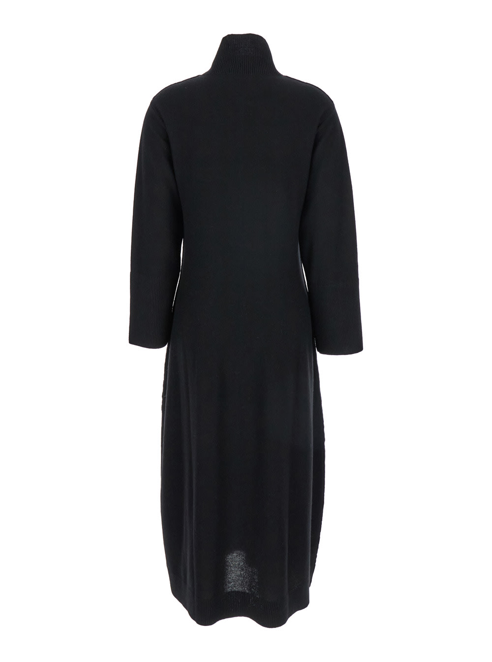 Shop Antonelli Diomede Long Black Dress With High Neck In Wool Blend Woman