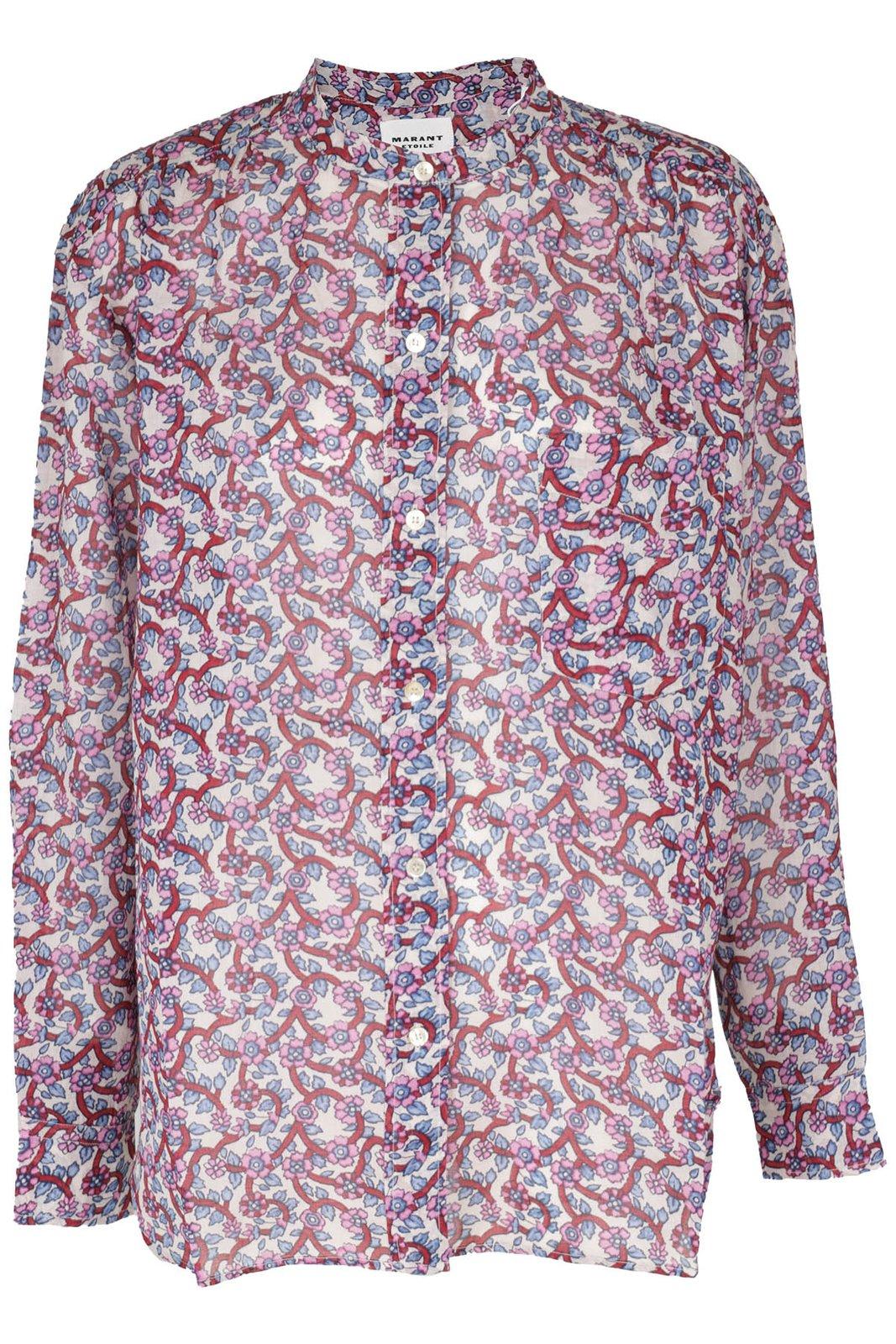 Shop Isabel Marant Étoile Allover Floral Printed Shirt In Ecru