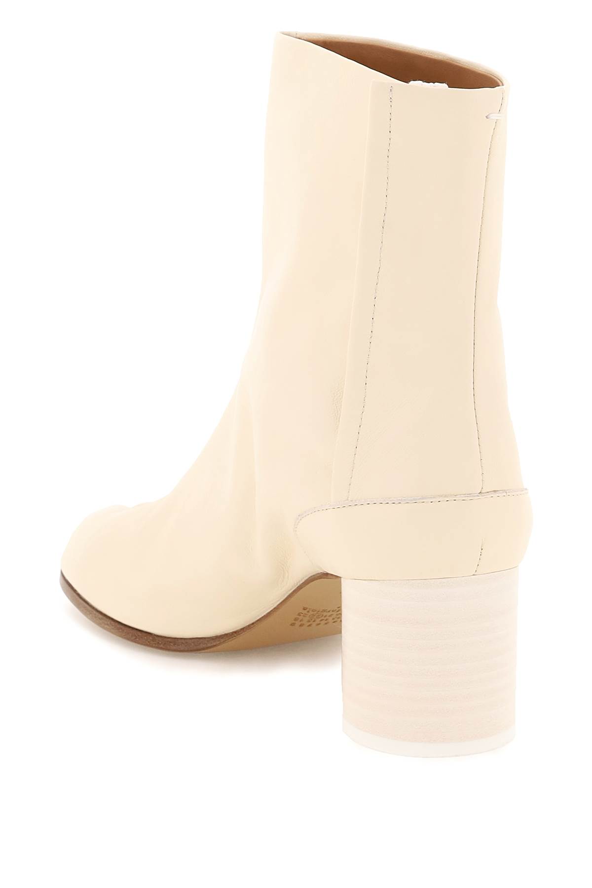 Maison Margiela Leather Ankle Boots With Unique Split Toe In White