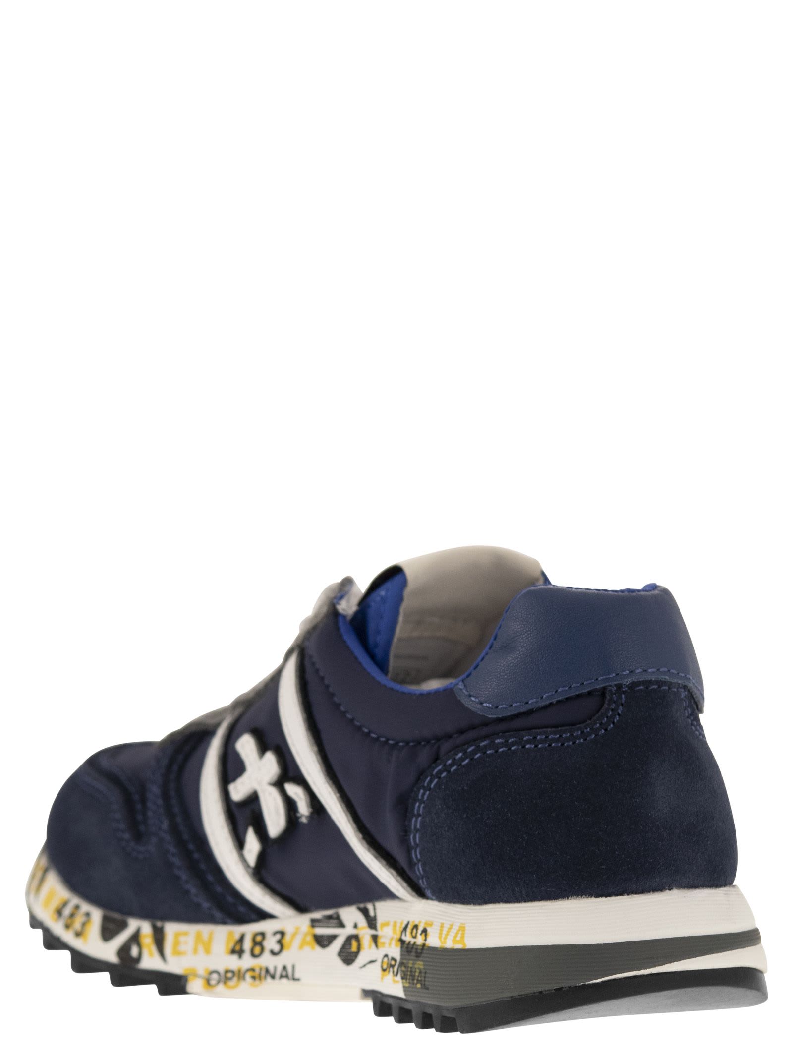 Shop Premiata Sky - Suede And Nylon Trainers In Blue