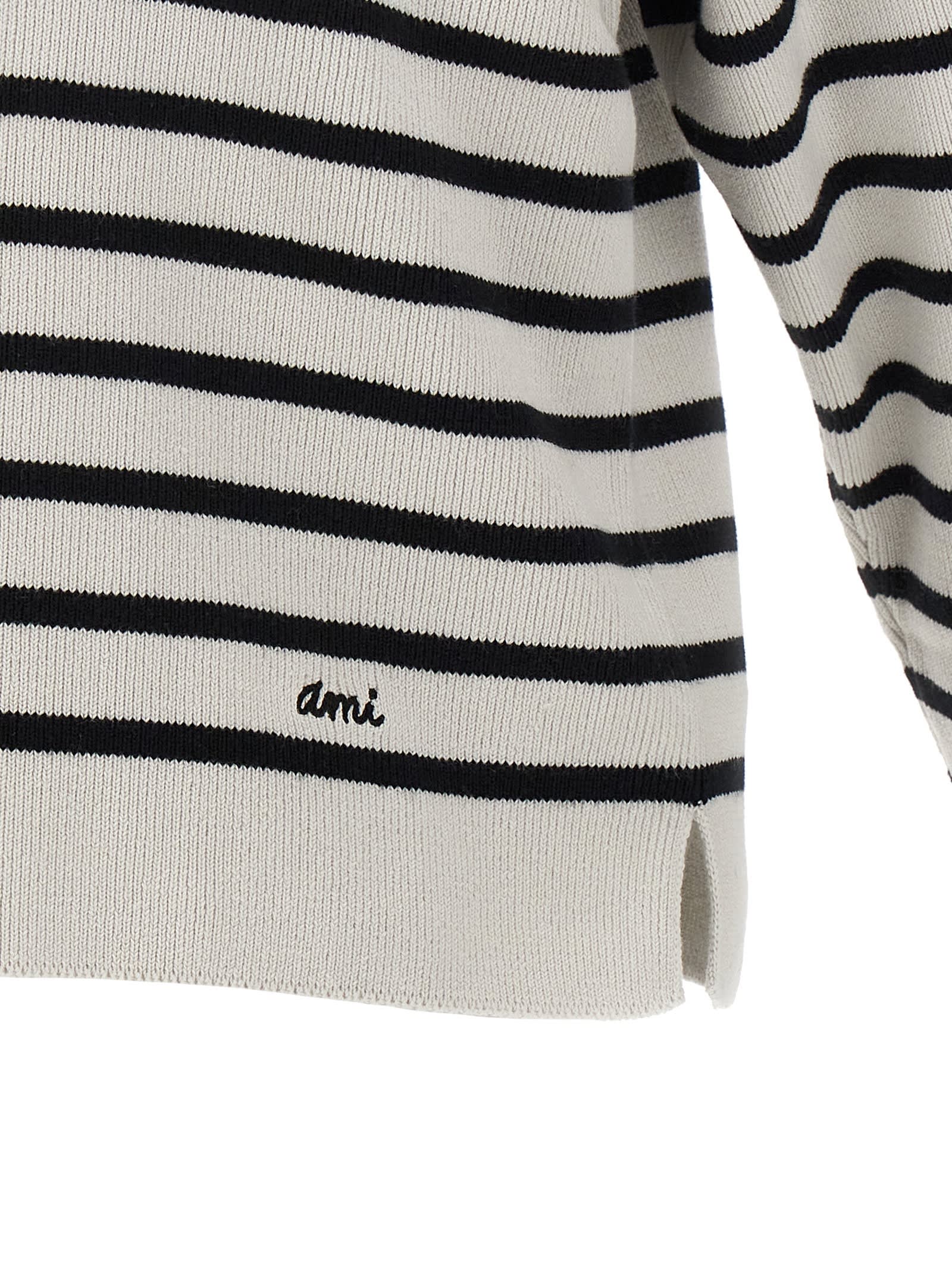 Shop Ami Alexandre Mattiussi Ami Sailor Sweater In White/black