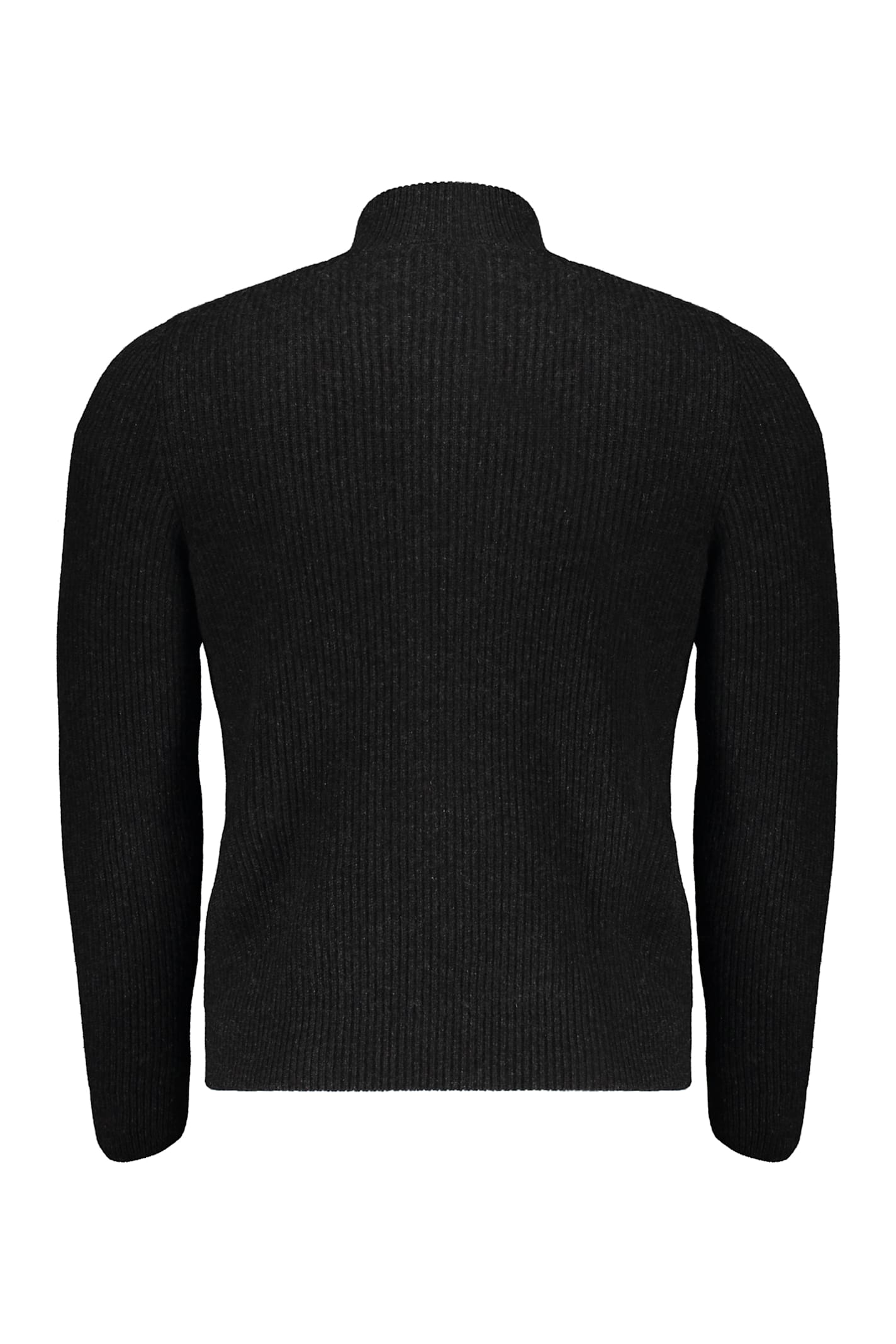 Moorer Ares-cah Zip-up Turtleneck Cardigan In Black