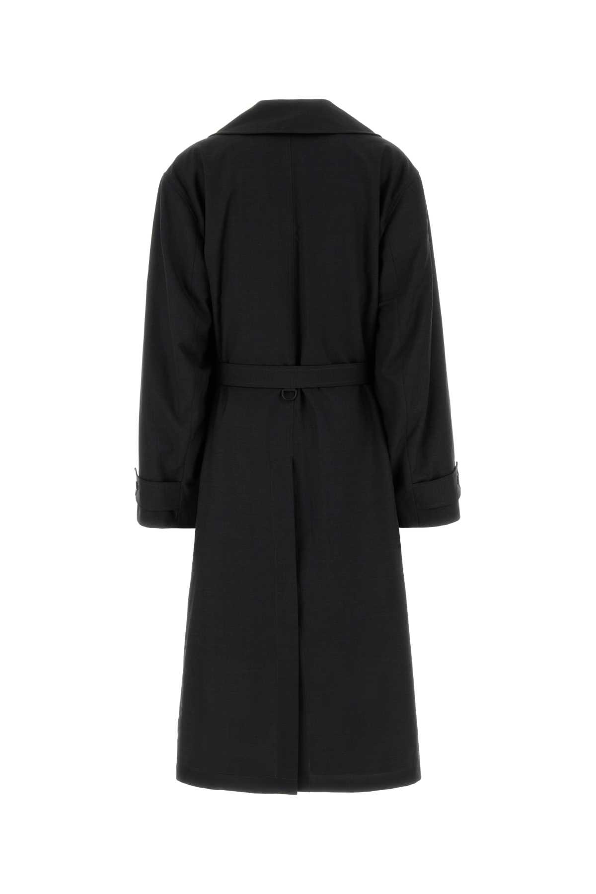 Lemaire Graphite Polyester Blend Trench Coat In Black