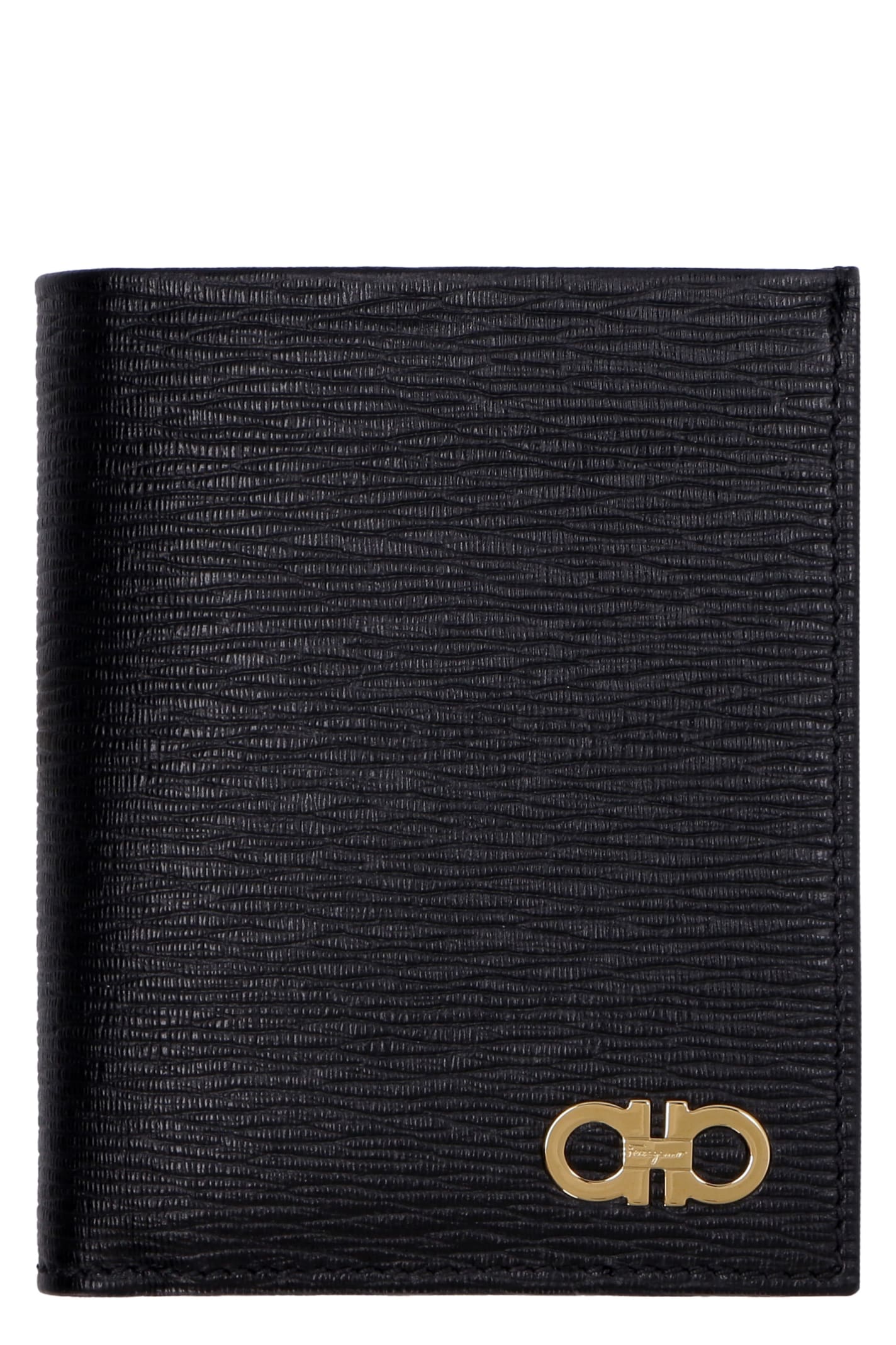 Ferragamo Gancini Leather Wallet In Black