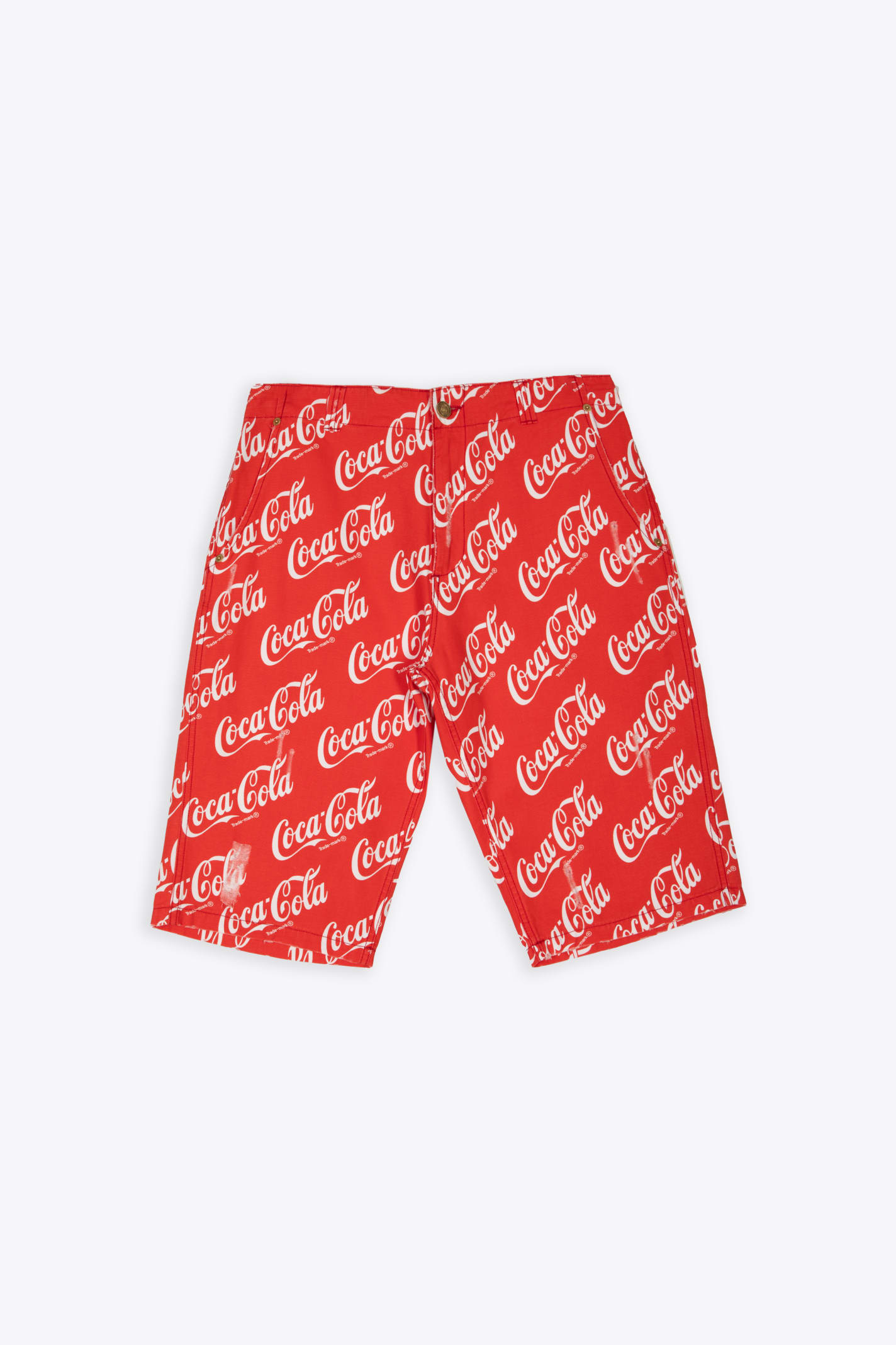 Shop Erl Unisex Printed Canvas Shorts Woven Red Canvas Coca Cola Baggy Shorts - Unisex Printed Canvas Short W In Rosso