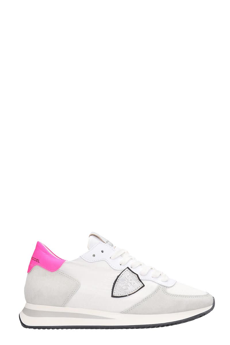 PHILIPPE MODEL TRPX SNEAKERS IN WHITE SUEDE AND FABRIC,11246151