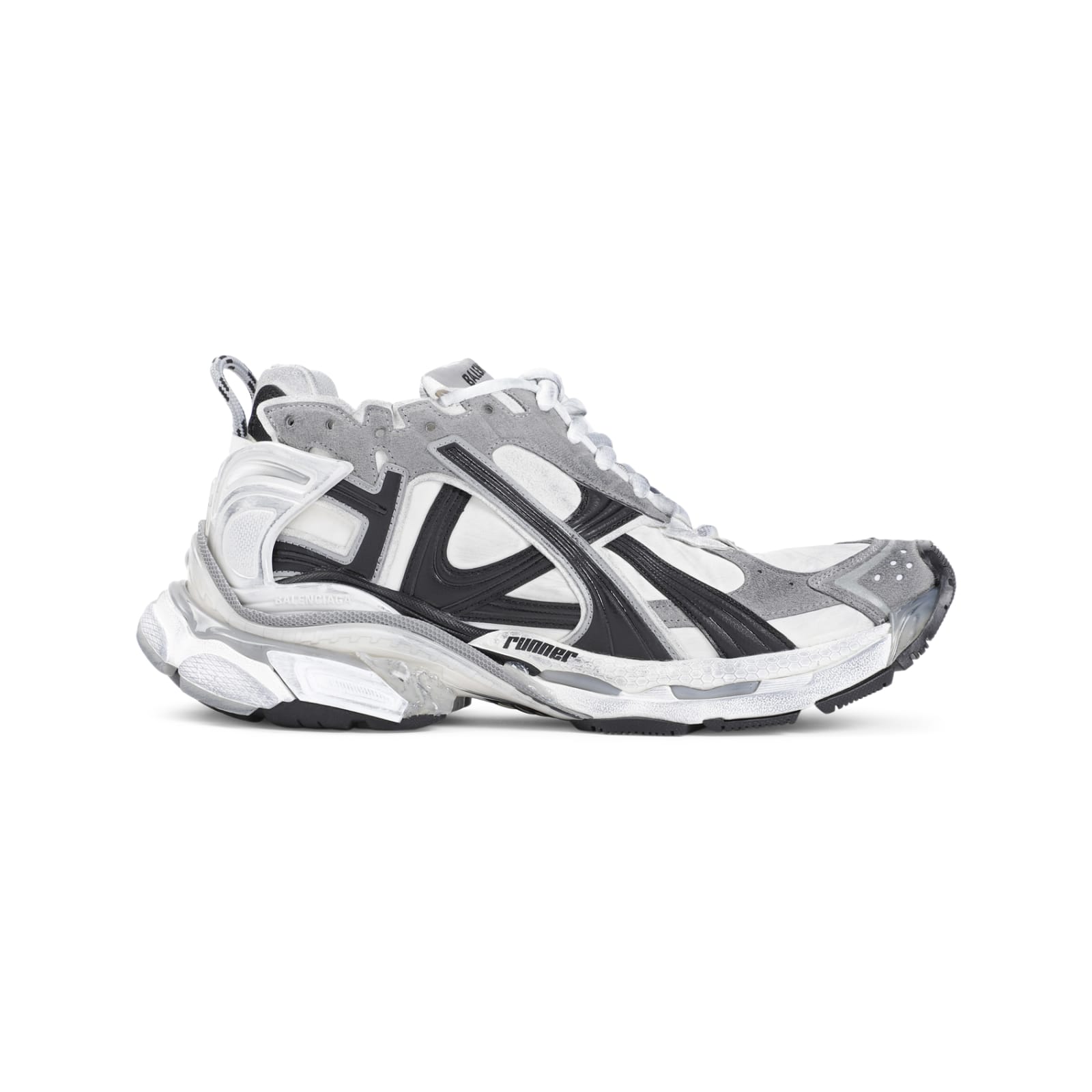 Shop Balenciaga Runner Sneakers In Grey White Black