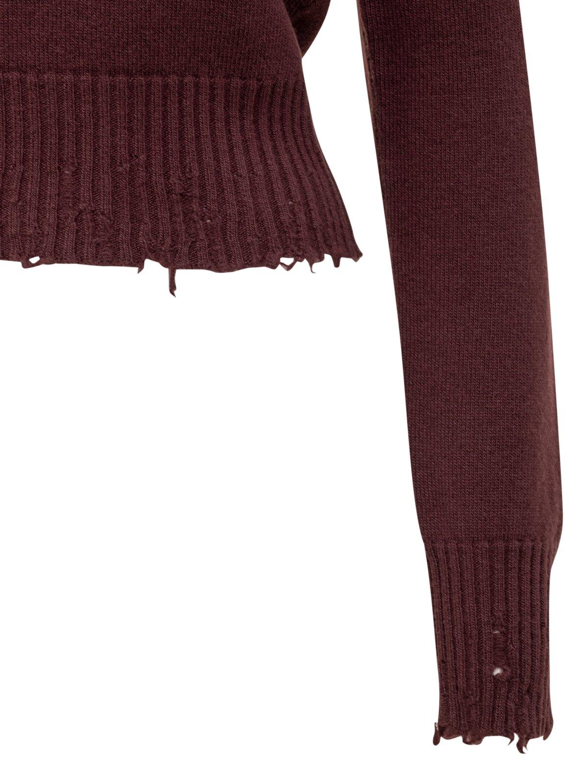 Shop Stella Mccartney V-neck Distressed Jumper In Bordeaux