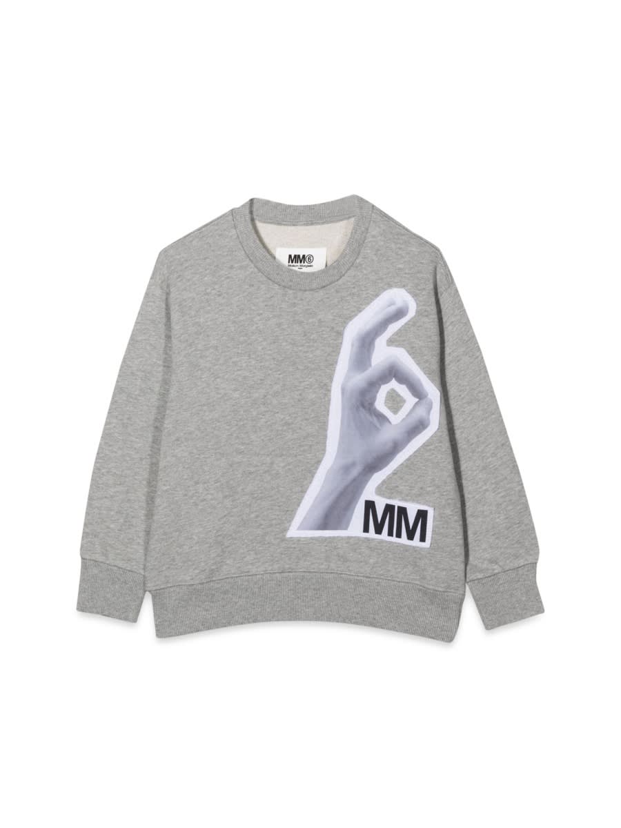 Shop Mm6 Maison Margiela Mm Ok Crewneck Sweatshirt In Grey