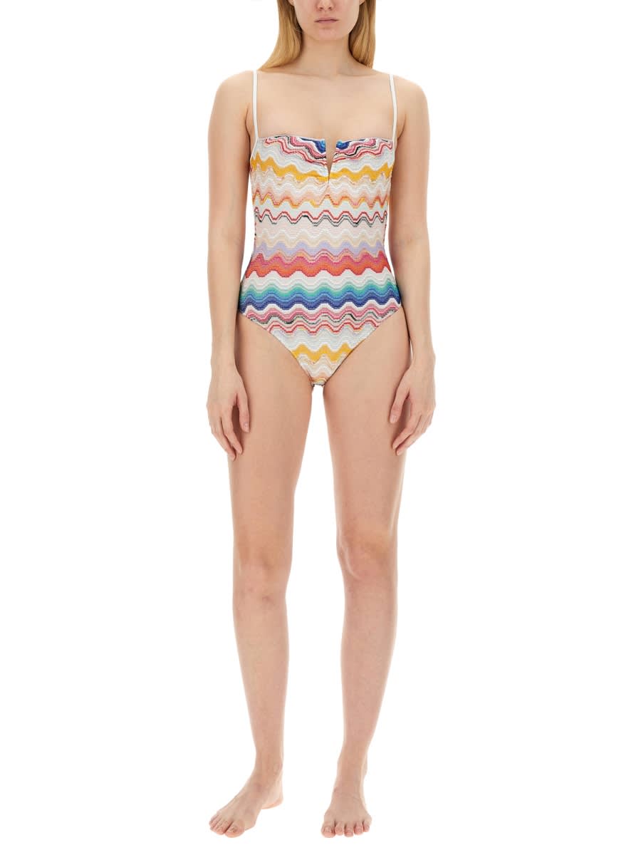 Shop Missoni One-piece Swimsuit In Multicolour