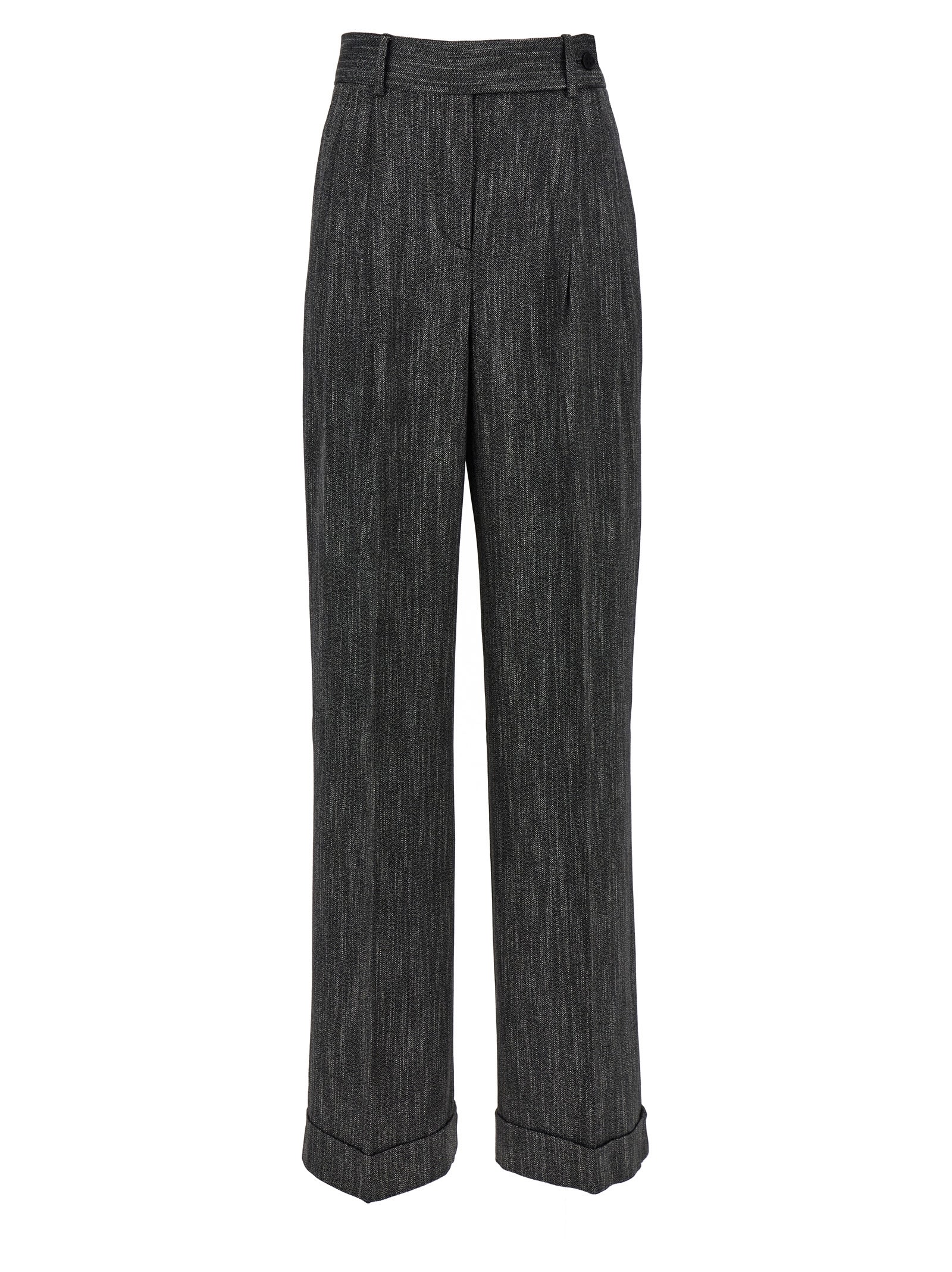 Shop Alberta Ferretti Pants With Front Pleats In Gray