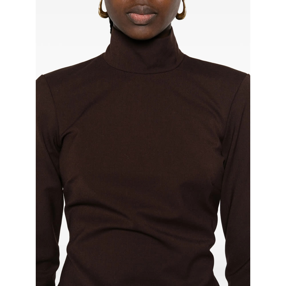 The Latest High-neck Long-sleeve Blouse In Brown