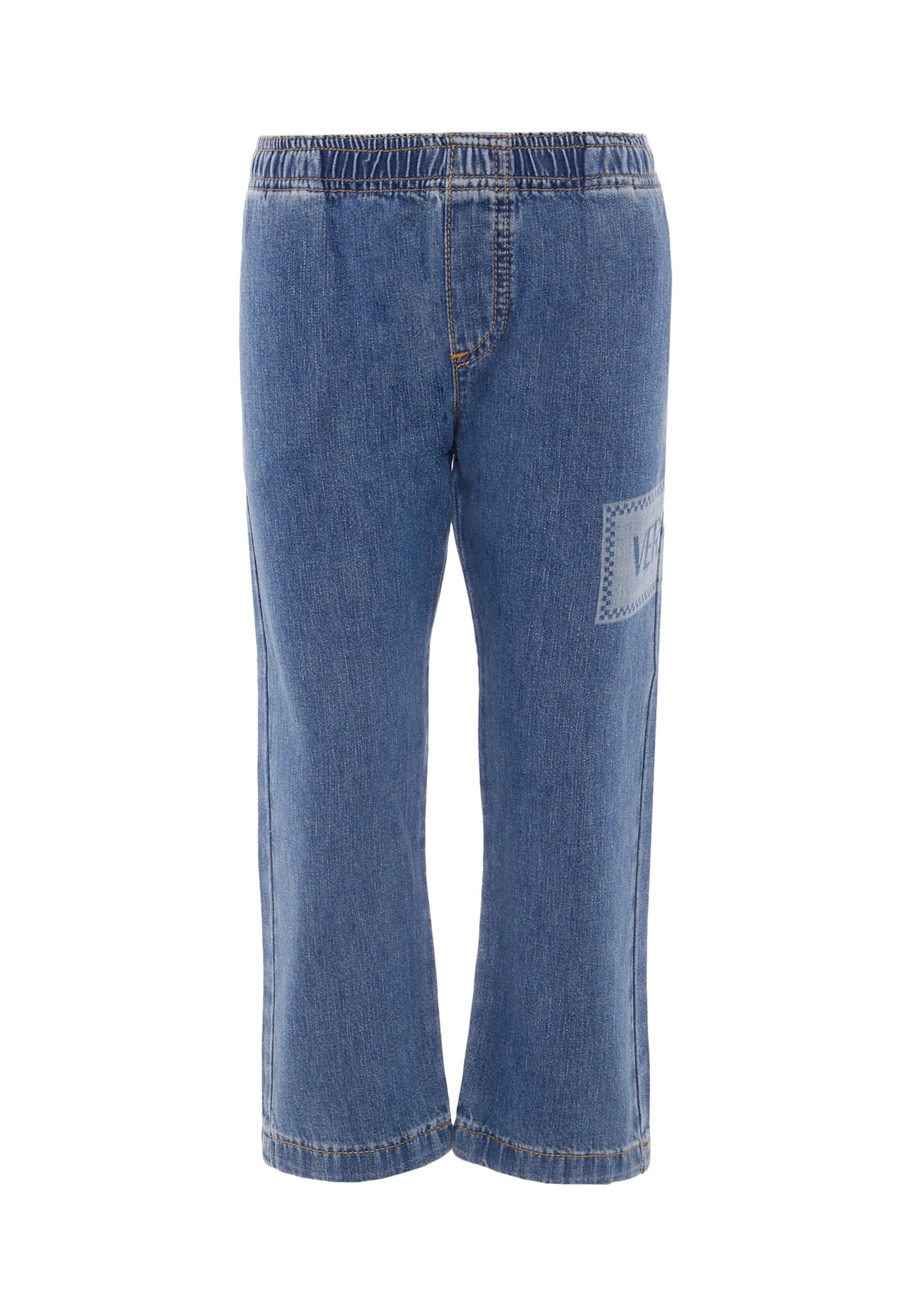 Versace Jeans With 90s Vintage Logo For Kids In Blue