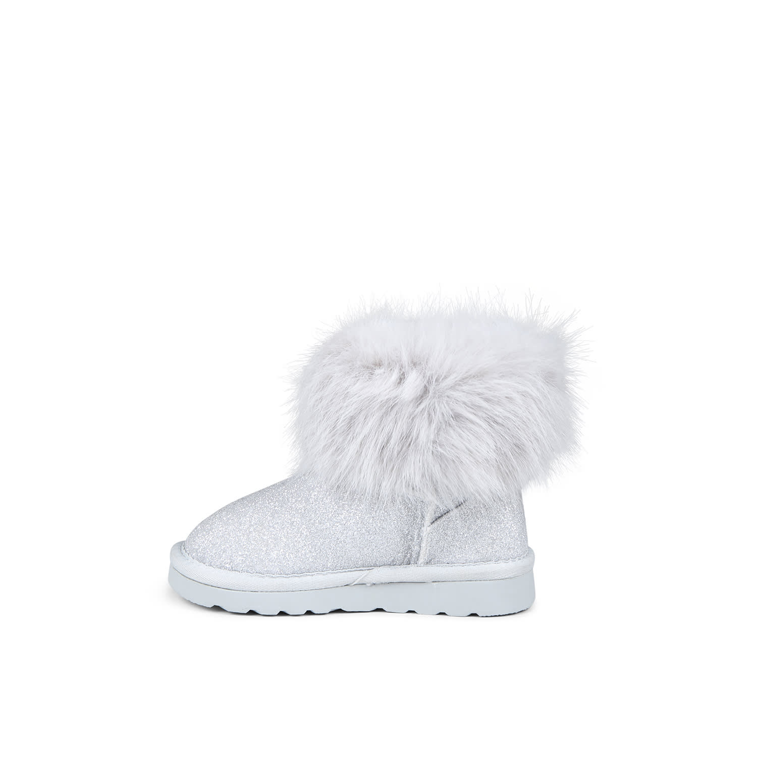 Monnalisa Silver Ankle Boots For Girl With Herat In Silver