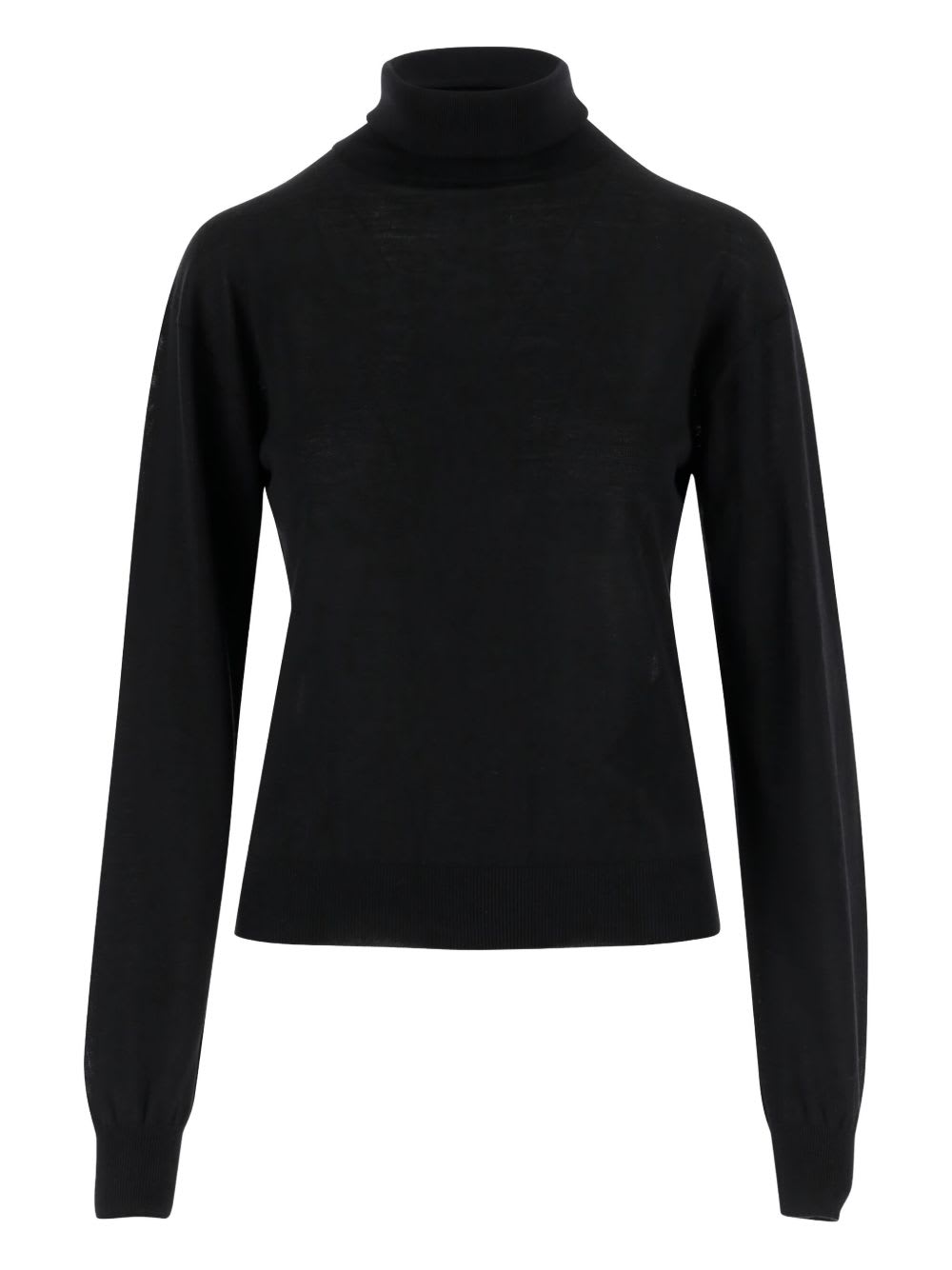 Saint Laurent Cashmere, Wool, And Silk Turtleneck Sweater In Black