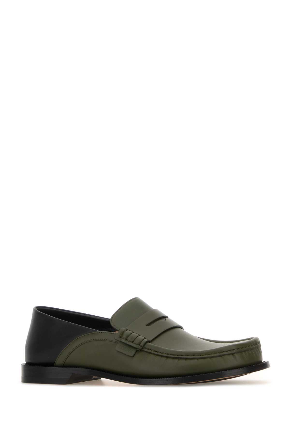 Loewe Men Two-tone Leather Campo Flap Loafers In Green