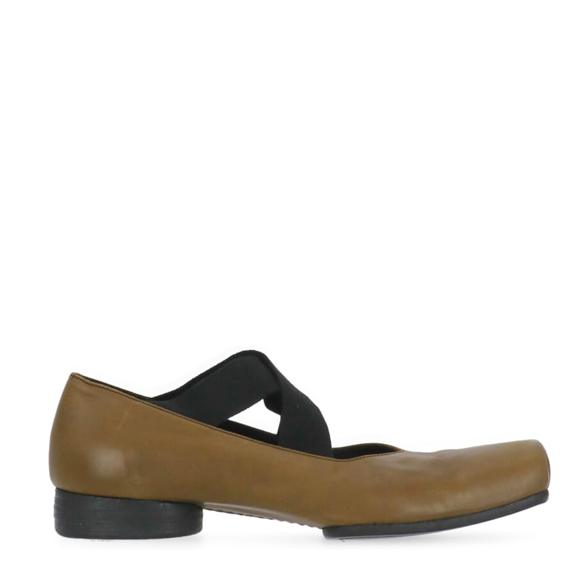 Uma Wang Dark Green And Black Leather Ballet Flats In Multi