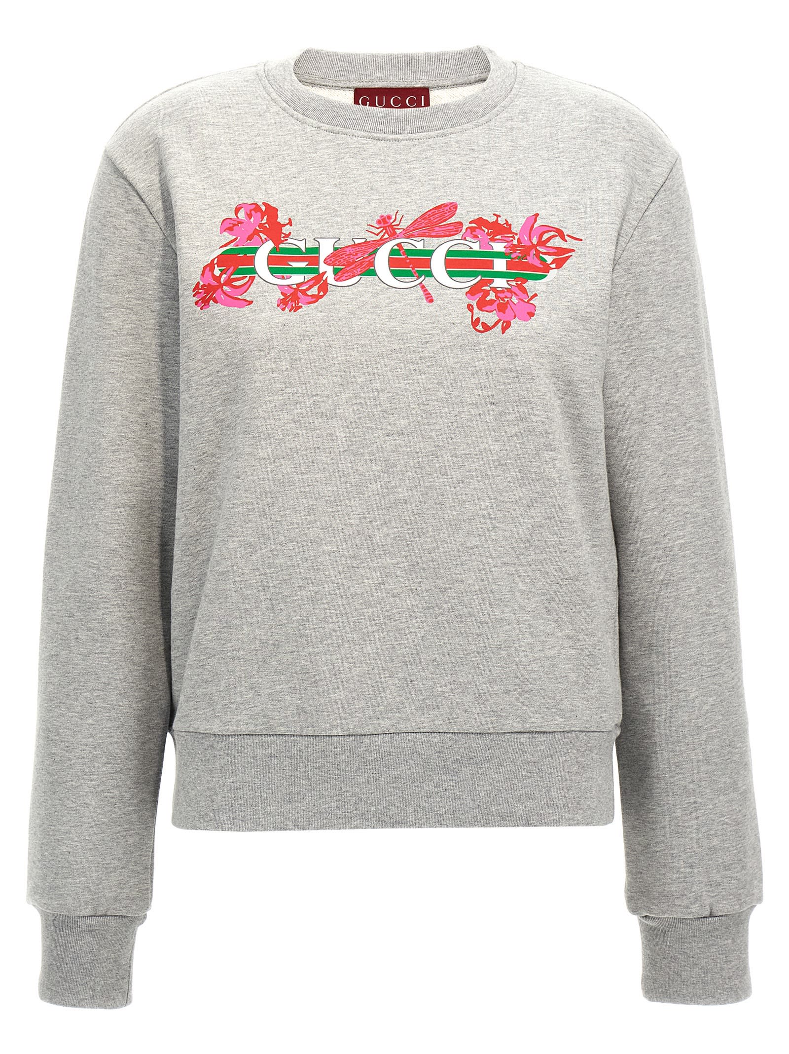 Shop Gucci Logo Print Sweatshirt In Gray