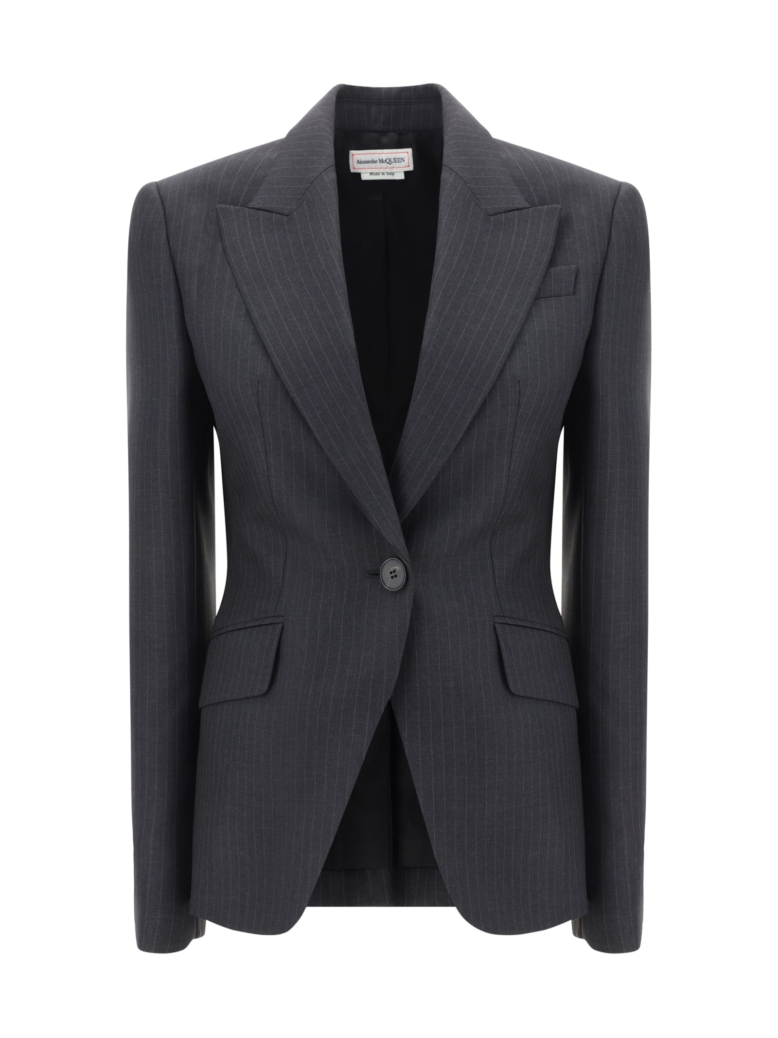 Shop Alexander Mcqueen Blazer Jacket In Grey