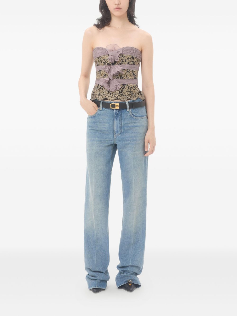 Valentino Garavani Jeans With Logo Application In Blue