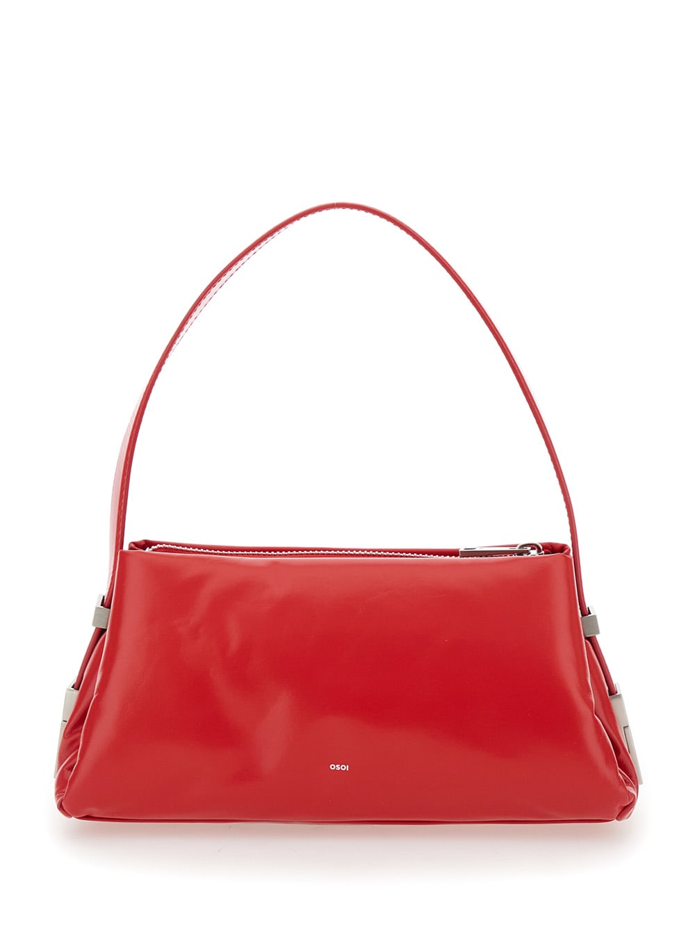 Shop Osoi Pillow Mini Red Shoulder Bag With Logo Detail On The Front In Leather Woman