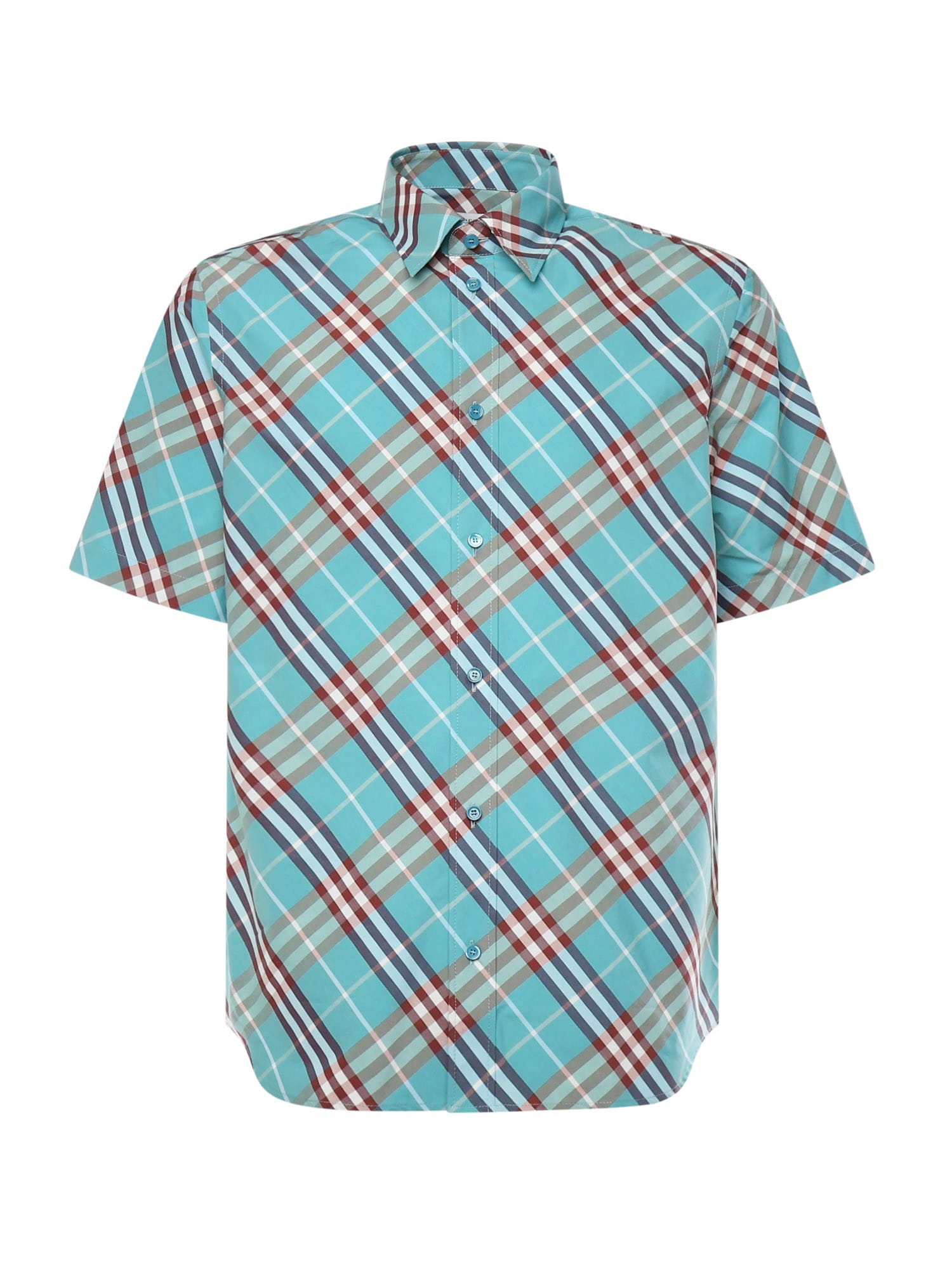 Burberry Short-sleeved Cotton Shirt T-shirt Light Blue In Blue