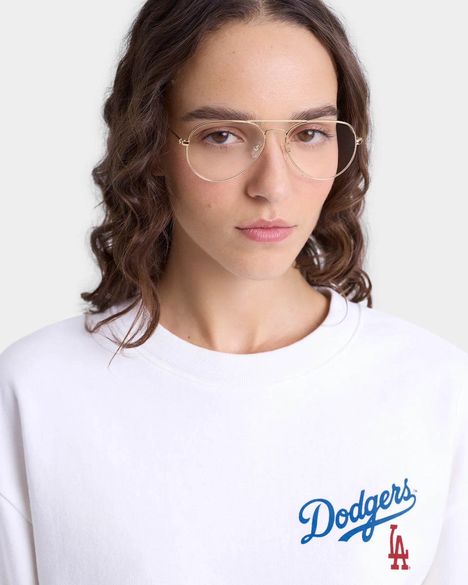 Sporty &amp; Rich Dodgers Serif Crewneck In White