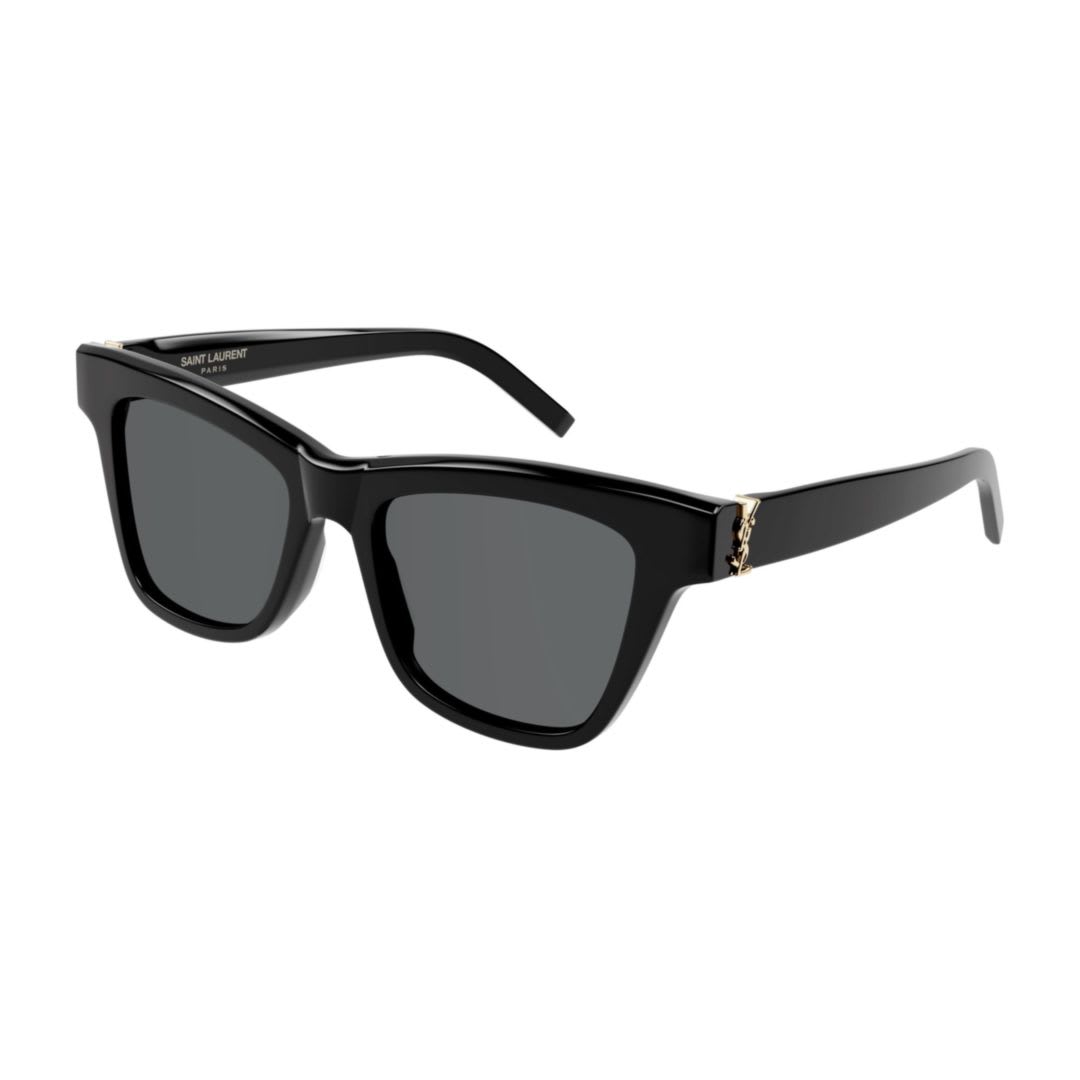 Saint Laurent Logo-plaque Square-frame Sunglasses In Black