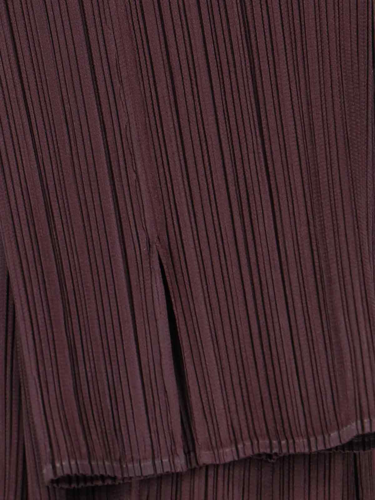 Issey Miyake Slim Fit Pleated Trousers In Brown